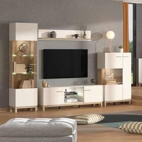 Vitrine Essex Ksm Kaschmir/Eiche Artisan - Kaschmir/Eiche Artisan, MODERN, Glas/Holzwerkstoff (51,5/191,5/35cm) - P & B