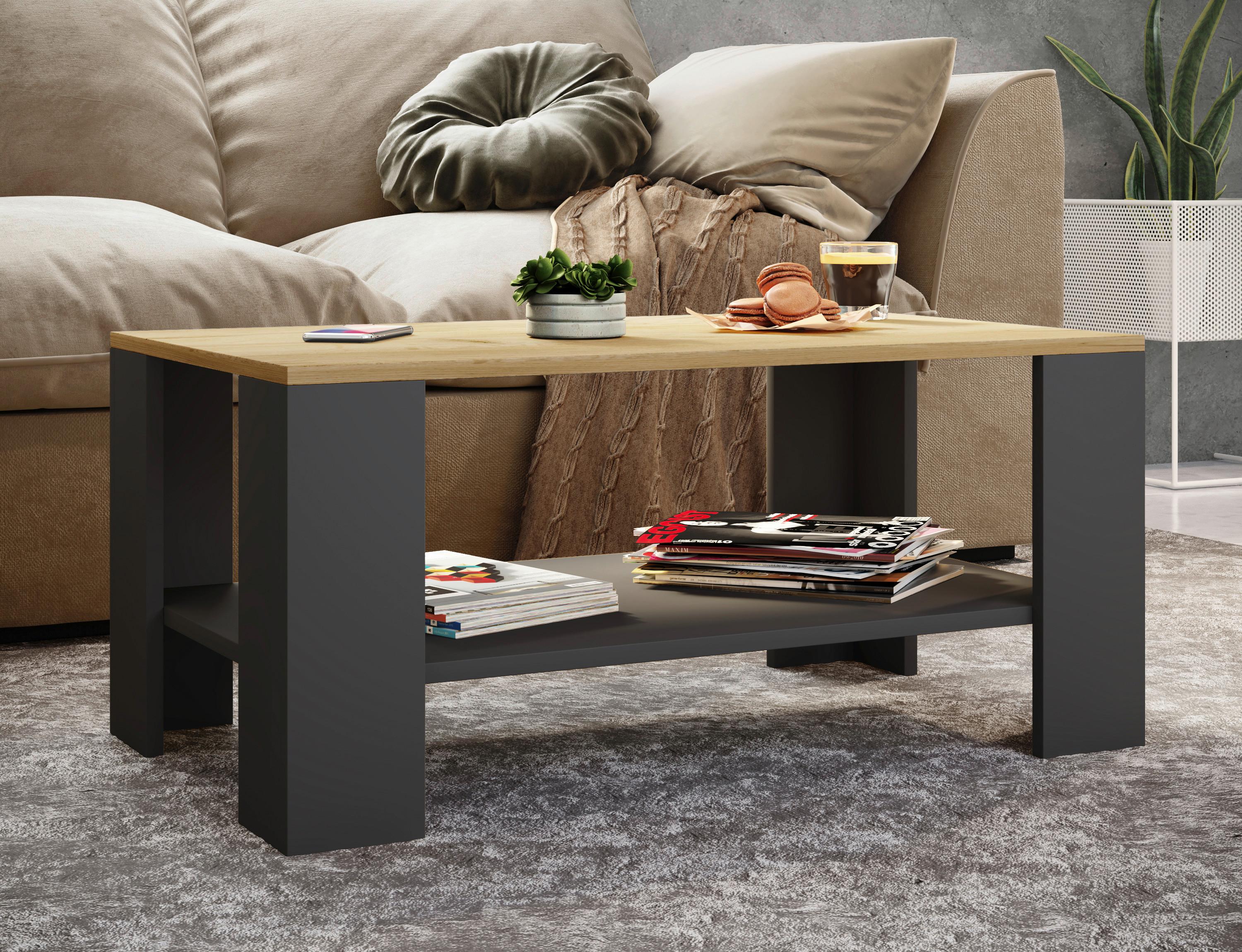 Klubska Miza Dalus, Antracit, 90x41 - antracit, Moderno, leseni material (90/53/41cm) - MID.YOU