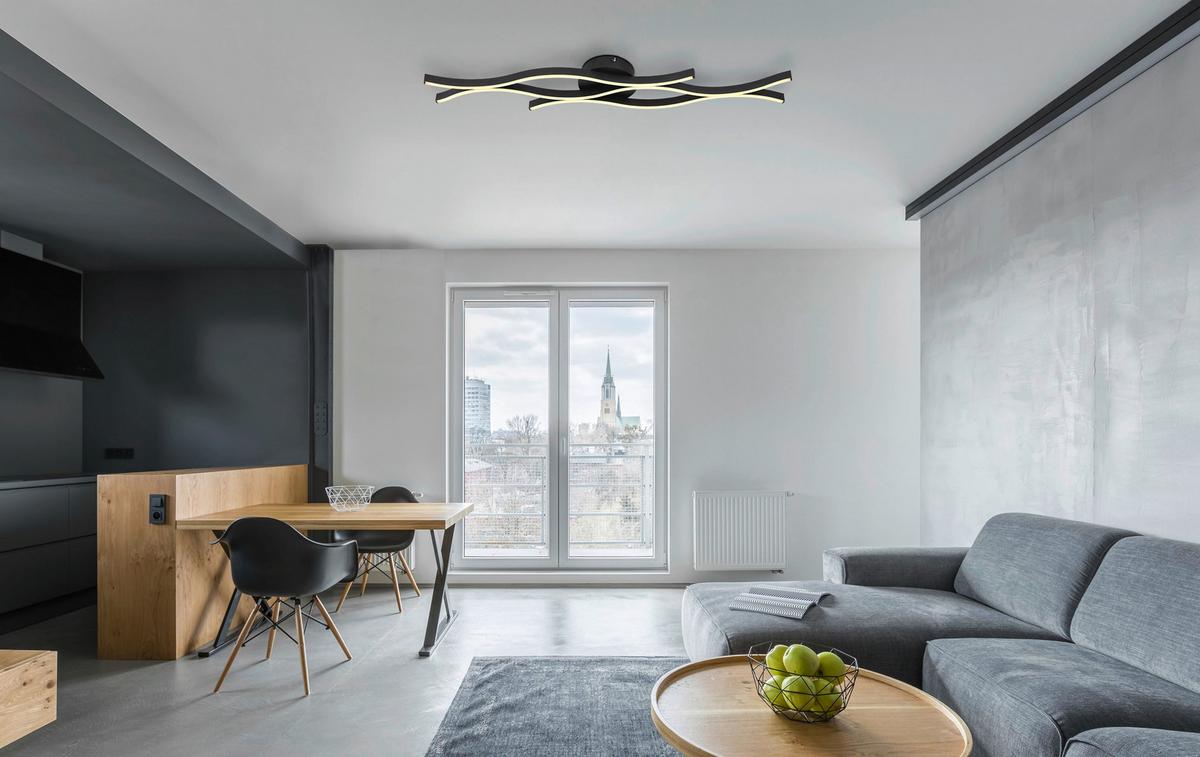 LED-DECKENLEUCHTE 67206D GERONIMO - Weiss/Schwarz, Design, Kunststoff/Metall (108/18/6cm) - Globo