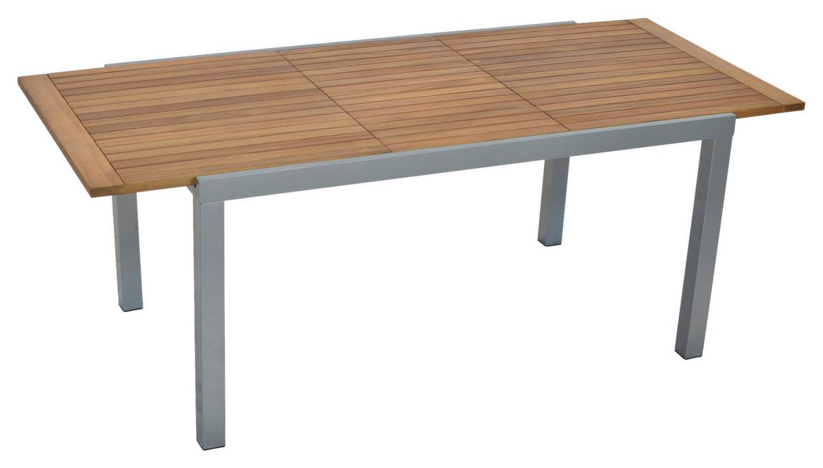 Raztegljiva Vrtna Miza Pia, 150-200x90, Masivno - srebrne barve/naravne barve, Moderno, kovina/les (150-200/90/75cm) - Gardenson