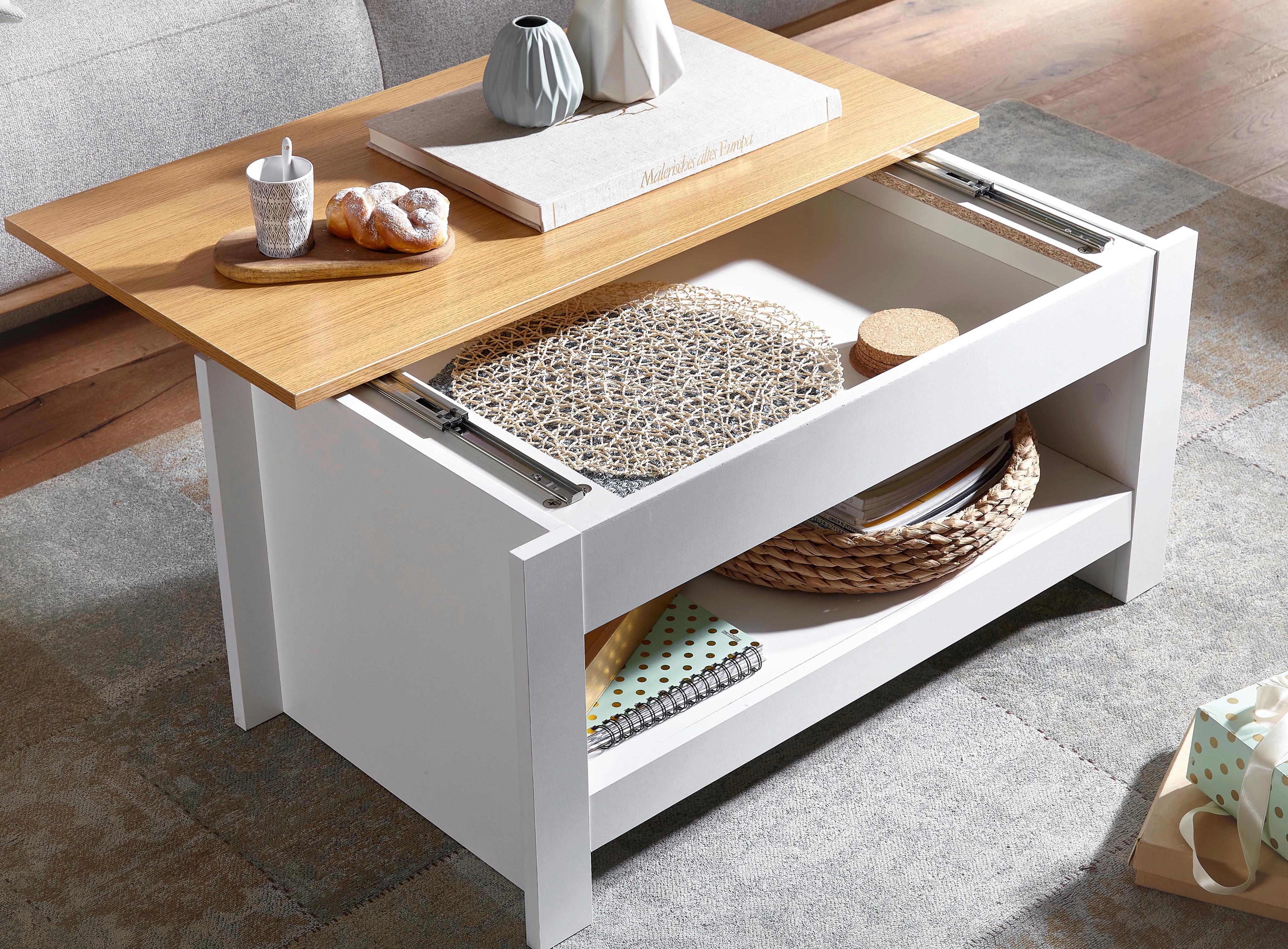 Klubska Miza Wl6.382 - barve hrasta/bela, Moderno, leseni material (85/47/45cm) - MID.YOU