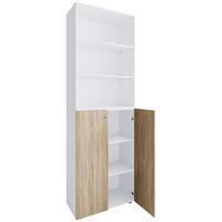 Schuhschrank LONA Weiß/ Sonoma Eiche ca. 70x220x40cm - Silberfarben/Schwarz, Design, Holzwerkstoff/Kunststoff (70/220/40cm) - MID.YOU