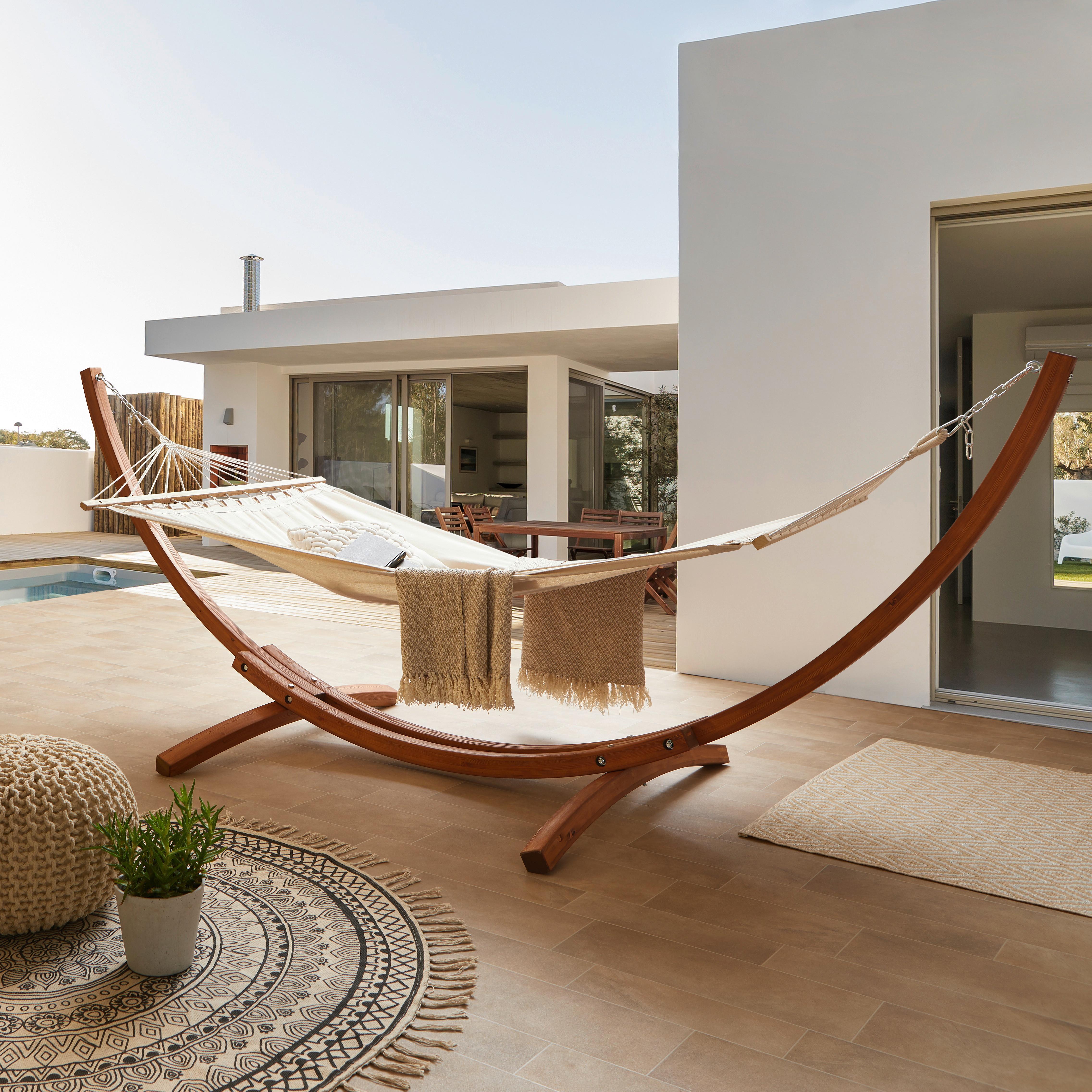 HAMAK CIARA - beżowy/brązowy, Lifestyle, drewno/tkanina (320/120/120cm) - Ambia Garden