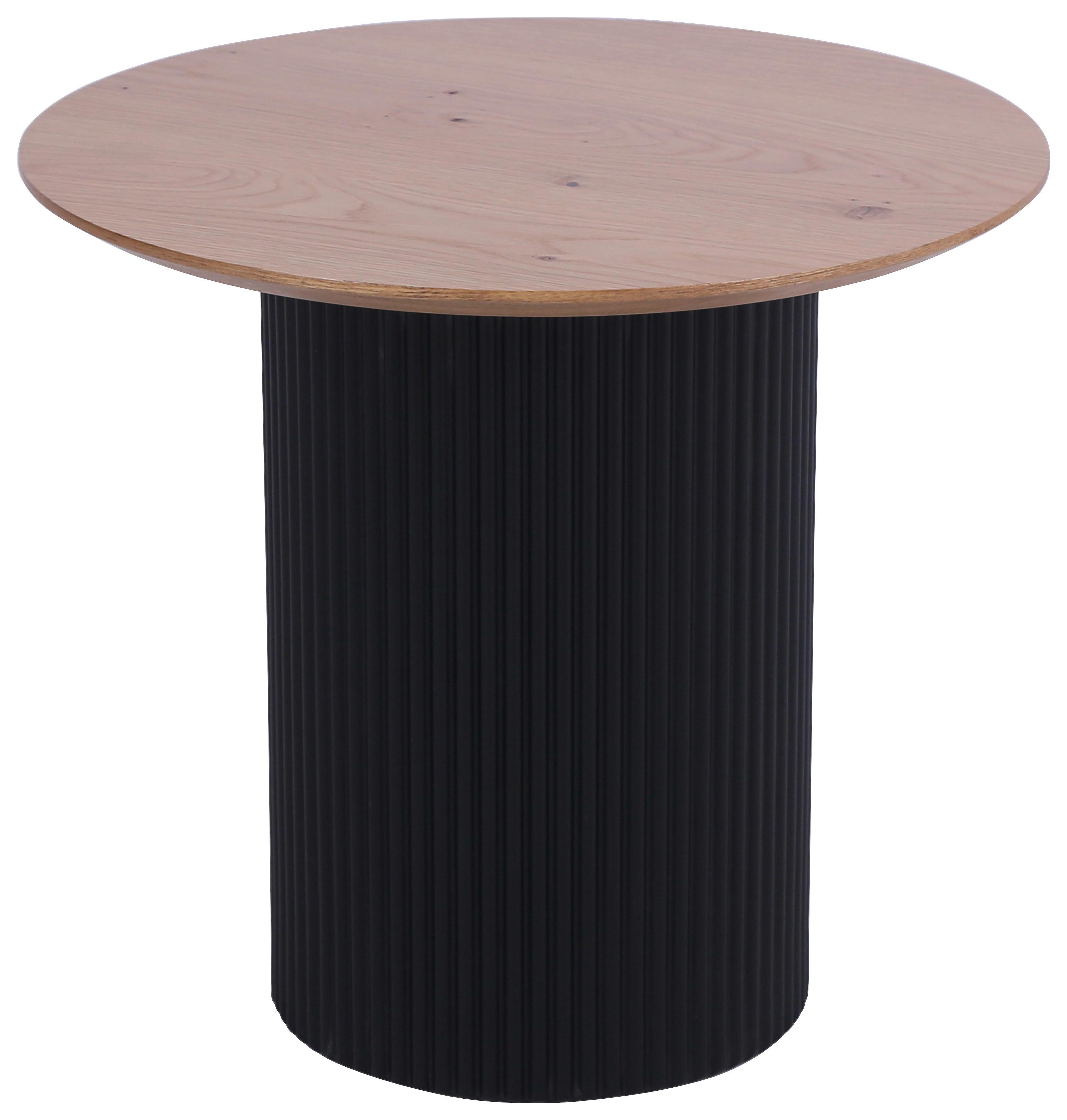 STOLIK KAWOWY GROOVE WOOD -EXKLUSIV- - kolor dębowy/czarny, Design, materiał drewnopochodny/drewno (50/50/48cm) - Stylife