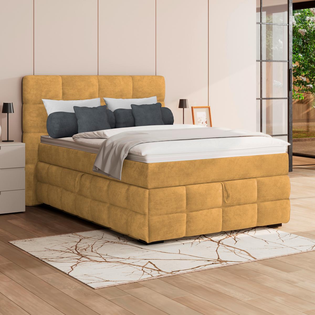 PAT BOX VEGA - auriu/verde, Trend, lemn/textil (140/200cm) - Modern Living