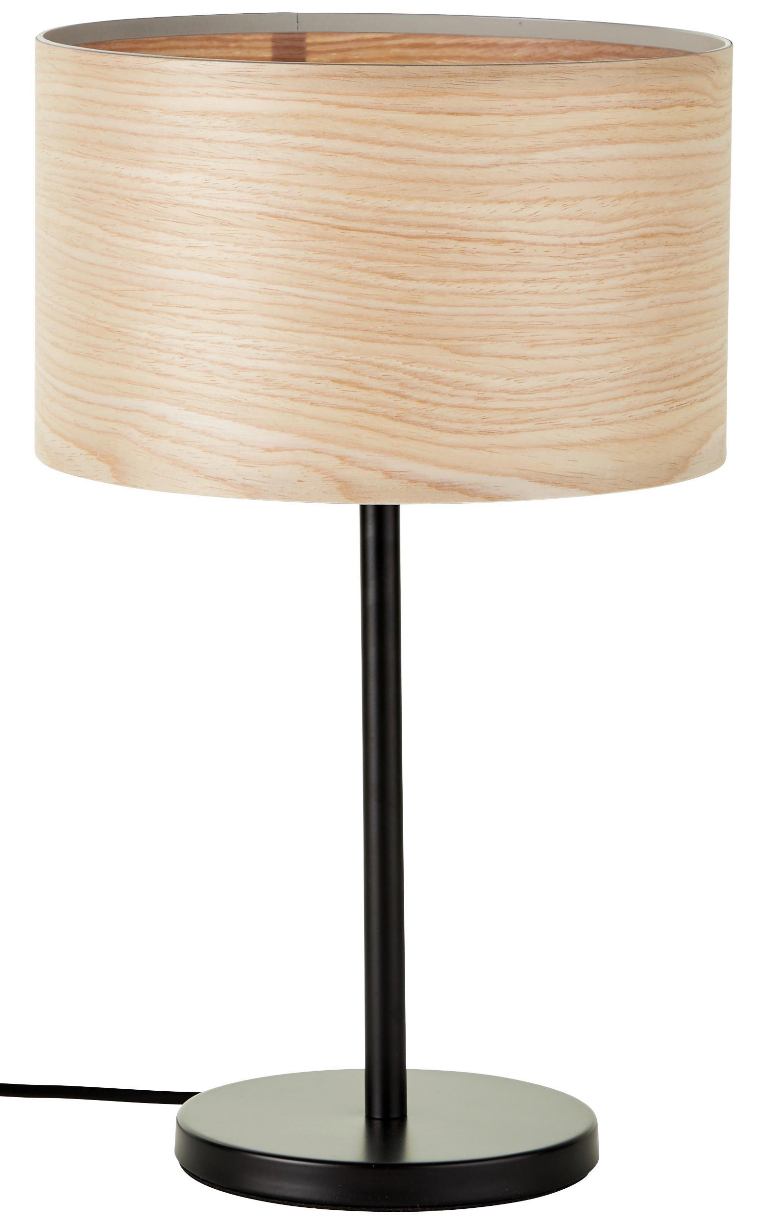 Tischleuchte Romm in Schwarz max. 52 Watt - Hellbraun/Schwarz, Basics, Holz/Metall (25/42cm) - Brilliant