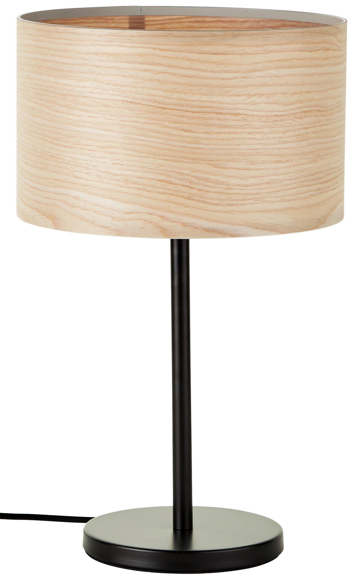 Tischleuchte Romm in Schwarz max. 52 Watt - Hellbraun/Schwarz, Basics, Holz/Metall (25/42cm) - Brilliant