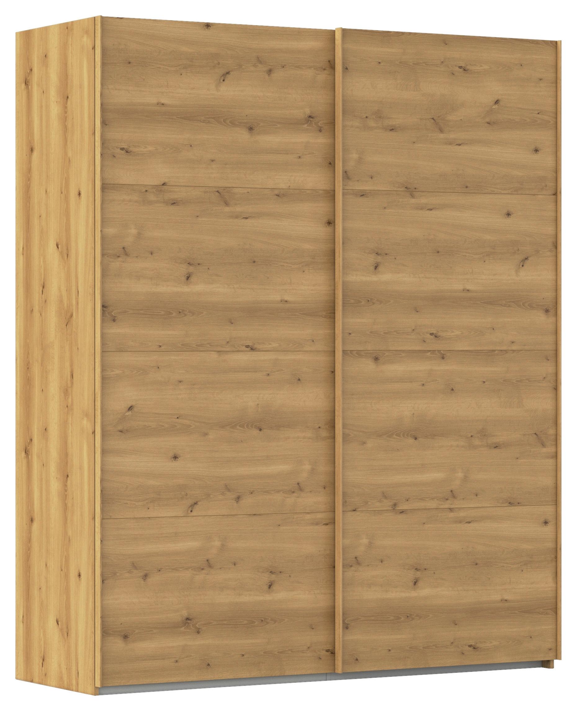 Omara Z Drsnimi Vrati Evelyn, Barva Hrasta - barve hrasta, Design, umetna masa/leseni material (181/223/68cm) - Novel