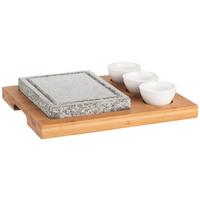 Heißer-Stein-Grill aus Granit, 6-teilig - Schwarz/Braun, Basics, Holz/Keramik (25/2,5/30cm) - Mäser