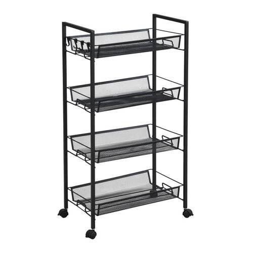 Cărucior universal depozitare SILVIA 2 - negru, Modern, plastic/metal (44/84/26cm) - Modern Living
