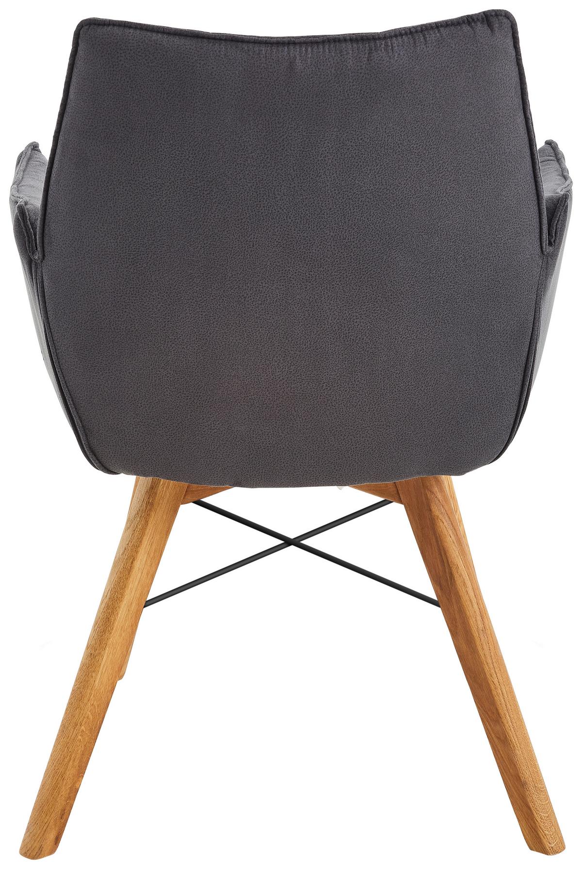 KRZESŁO Z PODŁOKIETNIKAMI BARBADOS - kolor dębowy/czarny, Design, drewno/tkanina (61/87/63cm) - Waldwelt