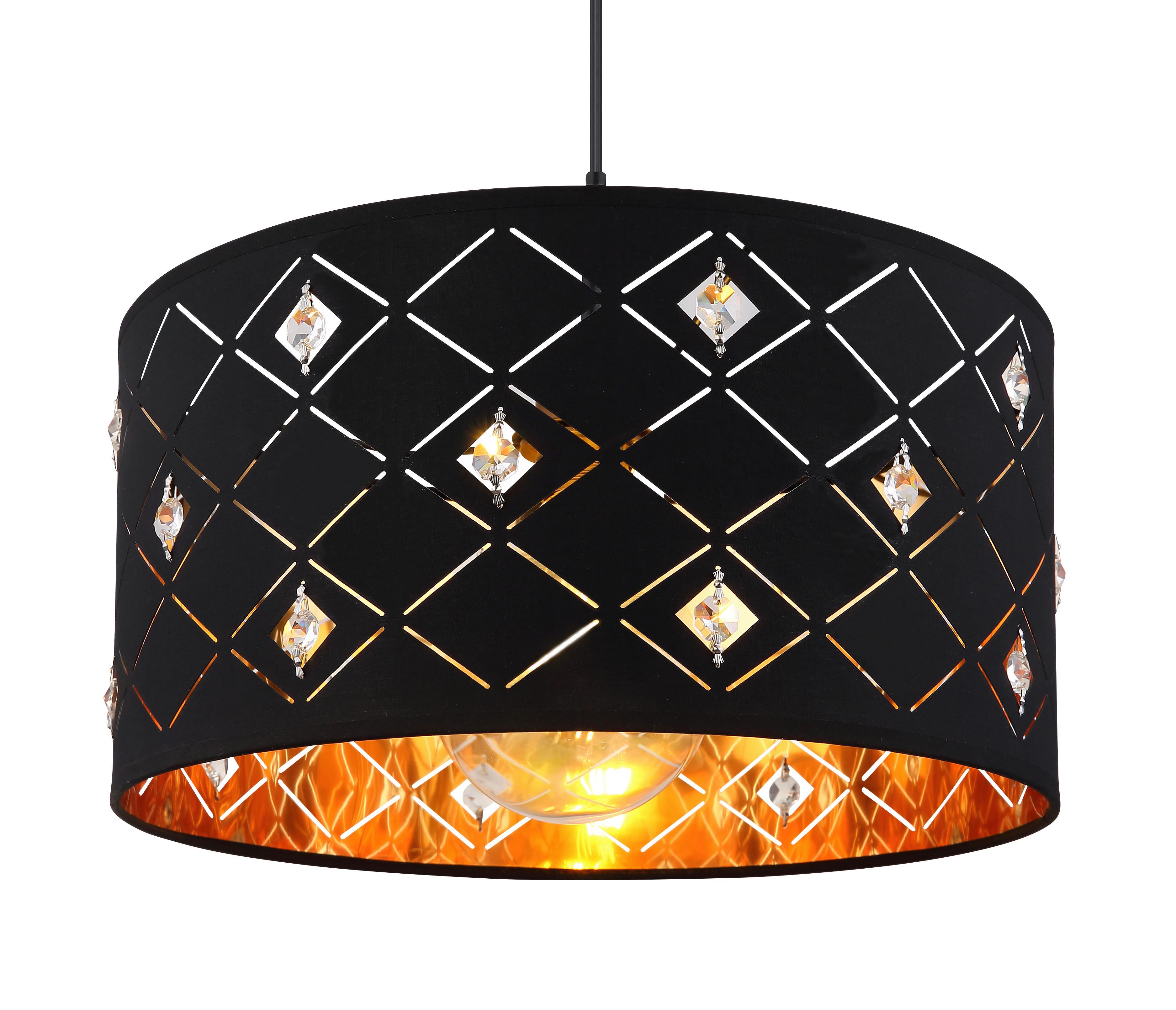 Hängeleuchte Abbey max. 60 Watt - Klar/Goldfarben, Trend, Kunststoff/Textil (40/140cm) - Globo
