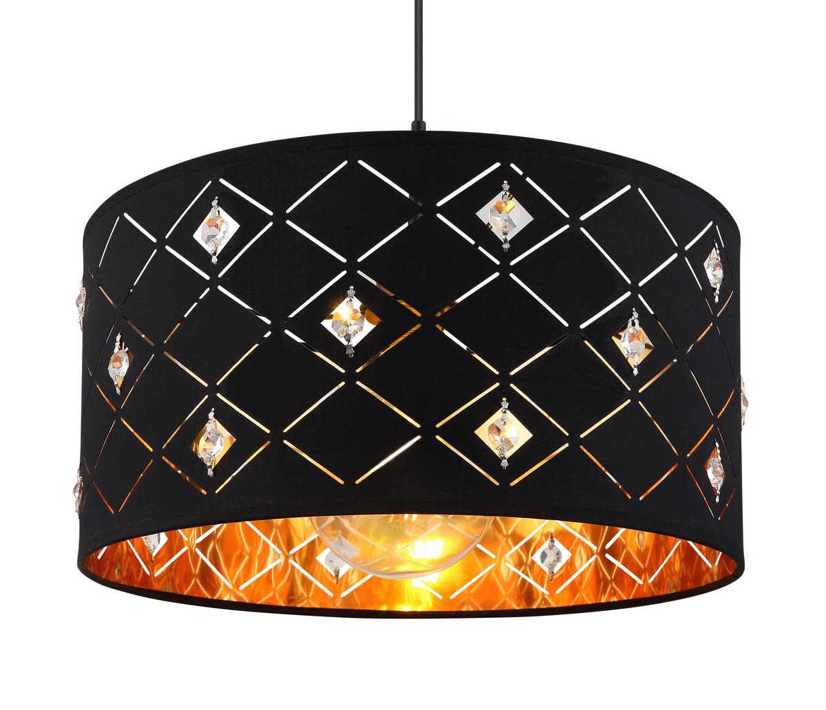 Hängeleuchte Abbey max. 60 Watt - Klar/Goldfarben, Trend, Kunststoff/Textil (40/140cm) - Globo