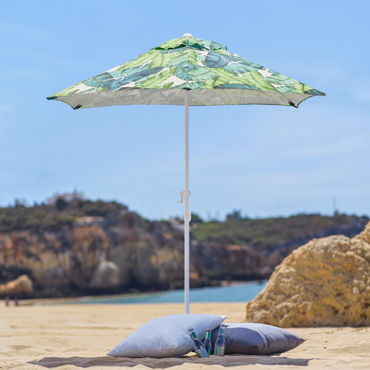 PARASOL PRZECIWSŁONECZNY PATRICIA - zielony/biały, Modern, tworzywo sztuczne/metal (200cm) - Bessagi Garden