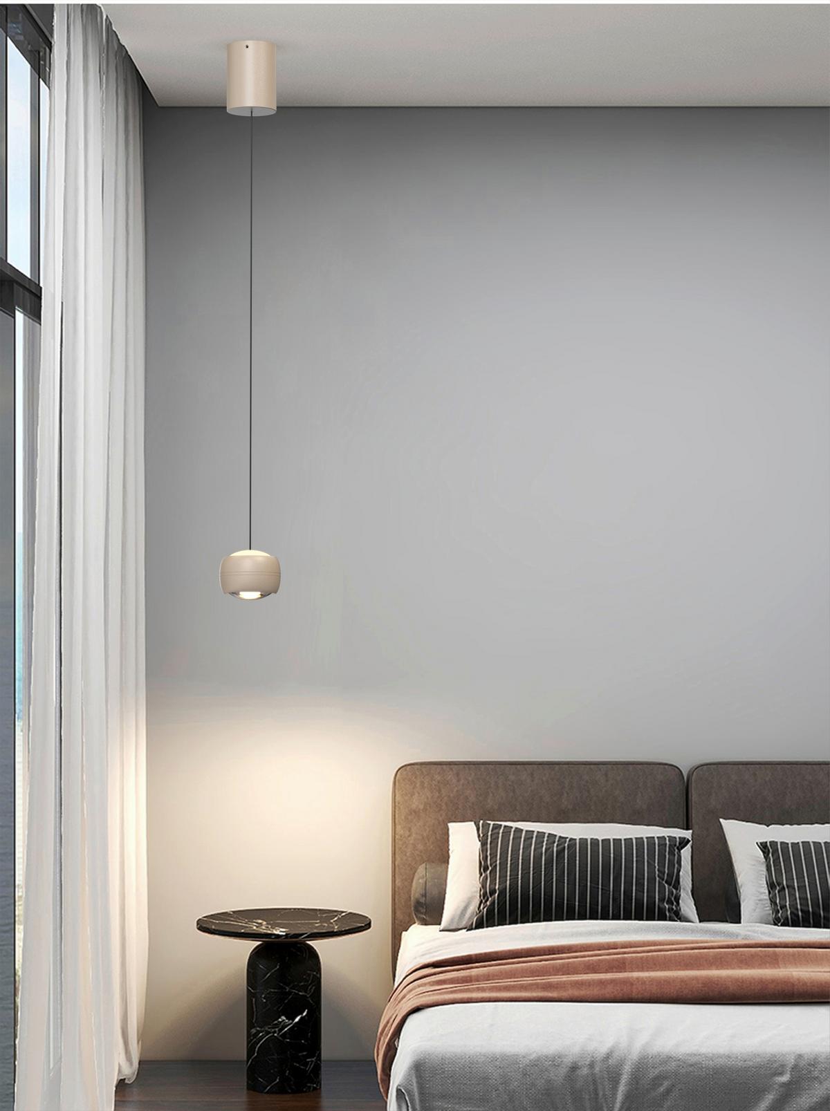 LAMPA WISZĄCA LED 6039-113 QUIBERON - kolor piaskowy, Design, metal (10/10/180cm)