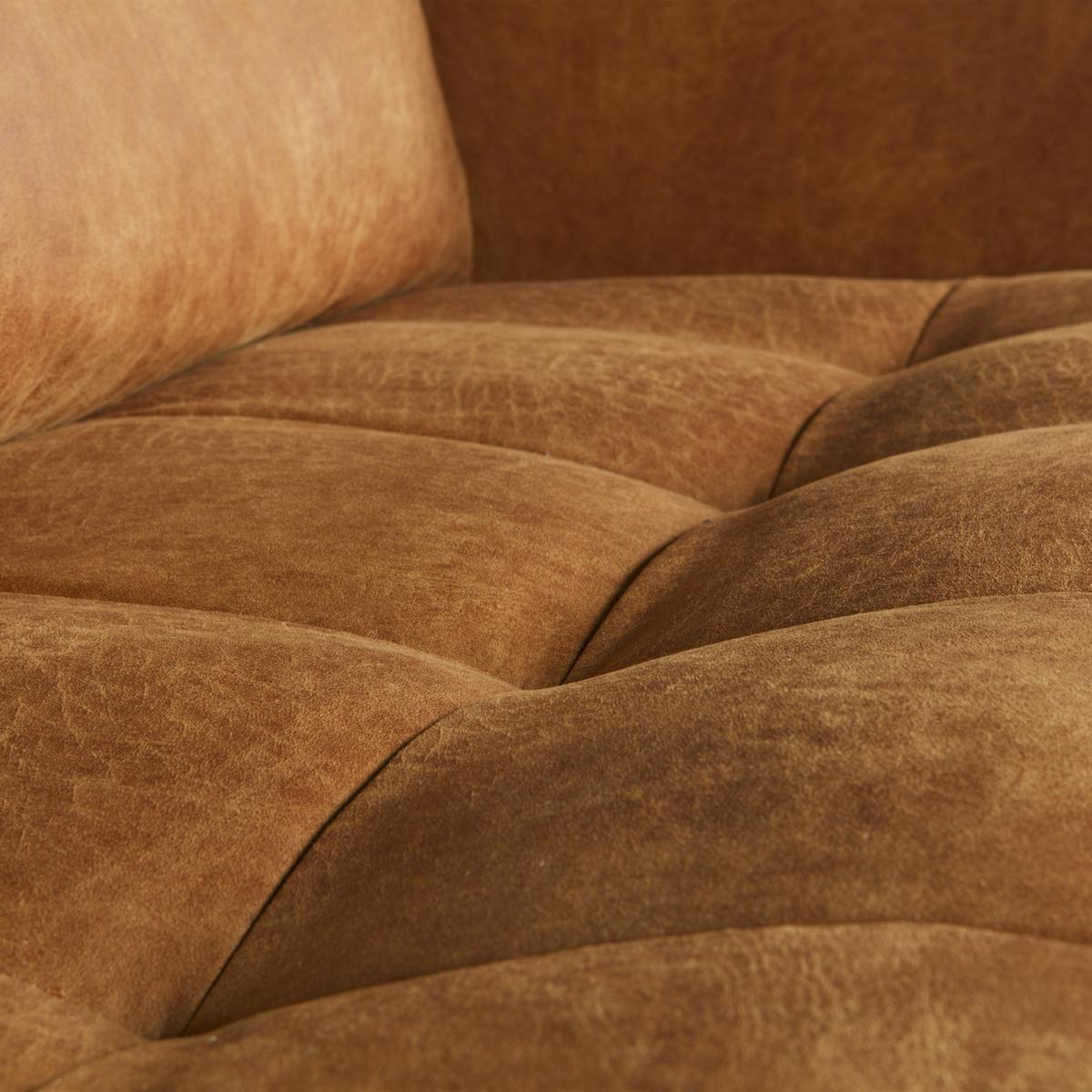 3-Sitzer Sofa Rodeo Classic Cognac B: 275cm - Cognac/Schwarz, Design, Leder/Metall (275/83/88cm) - Livetastic