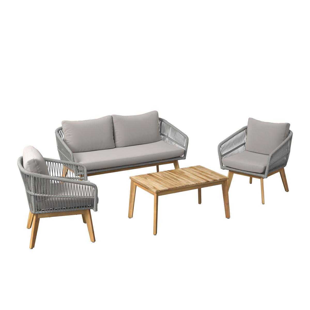 Gartenset Michi 2 Grau/Akaziefarben, 4-teilig - Grau/Akaziefarben, MODERN, Holz/Metall (76/162,5/75cm) - Mömax