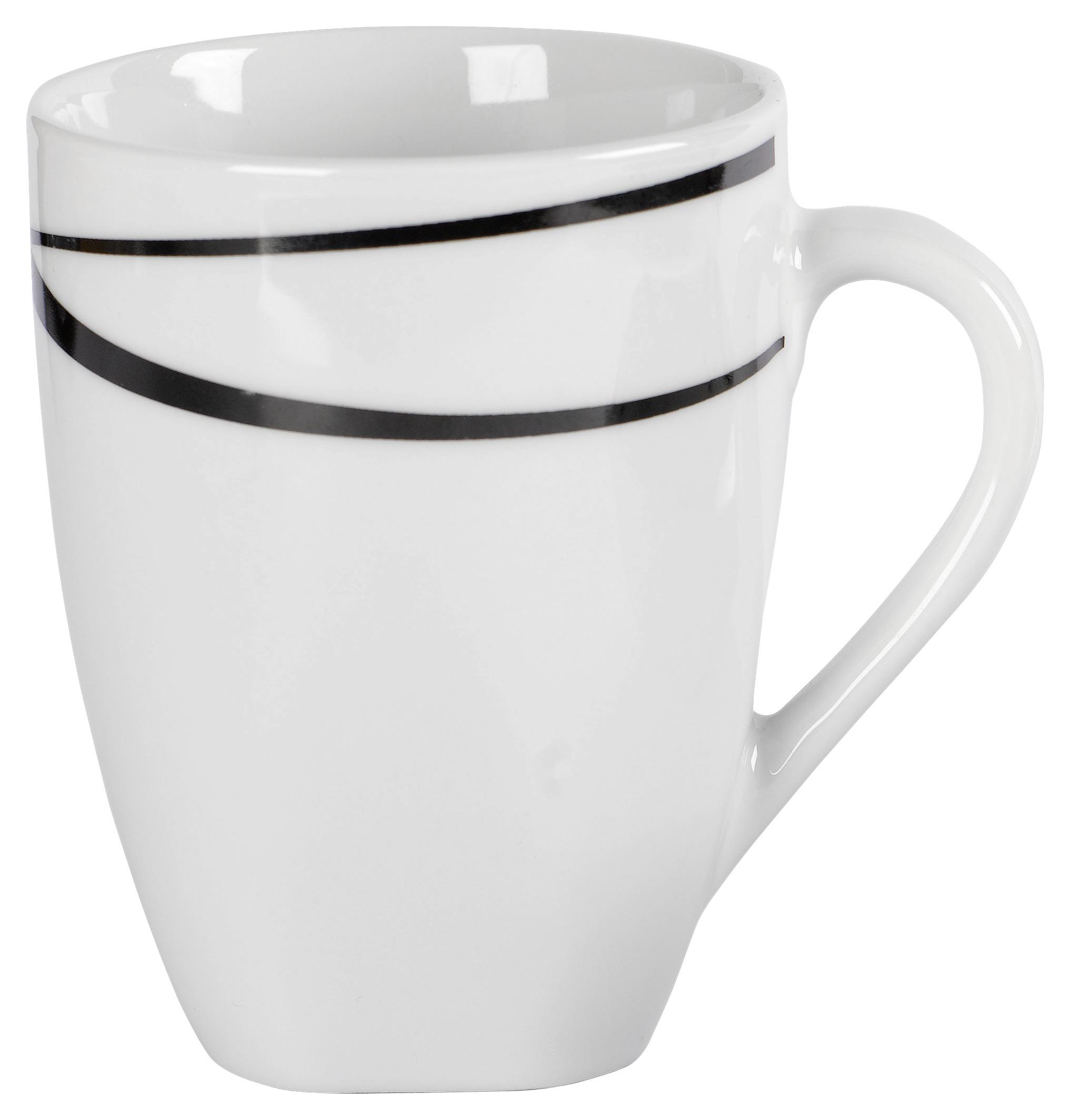 Kaffeebecherset Oslo aus Porzellan, 6-teilig - Schwarz/Weiß, Basics, Keramik (30/22/14,5cm) - Mäser