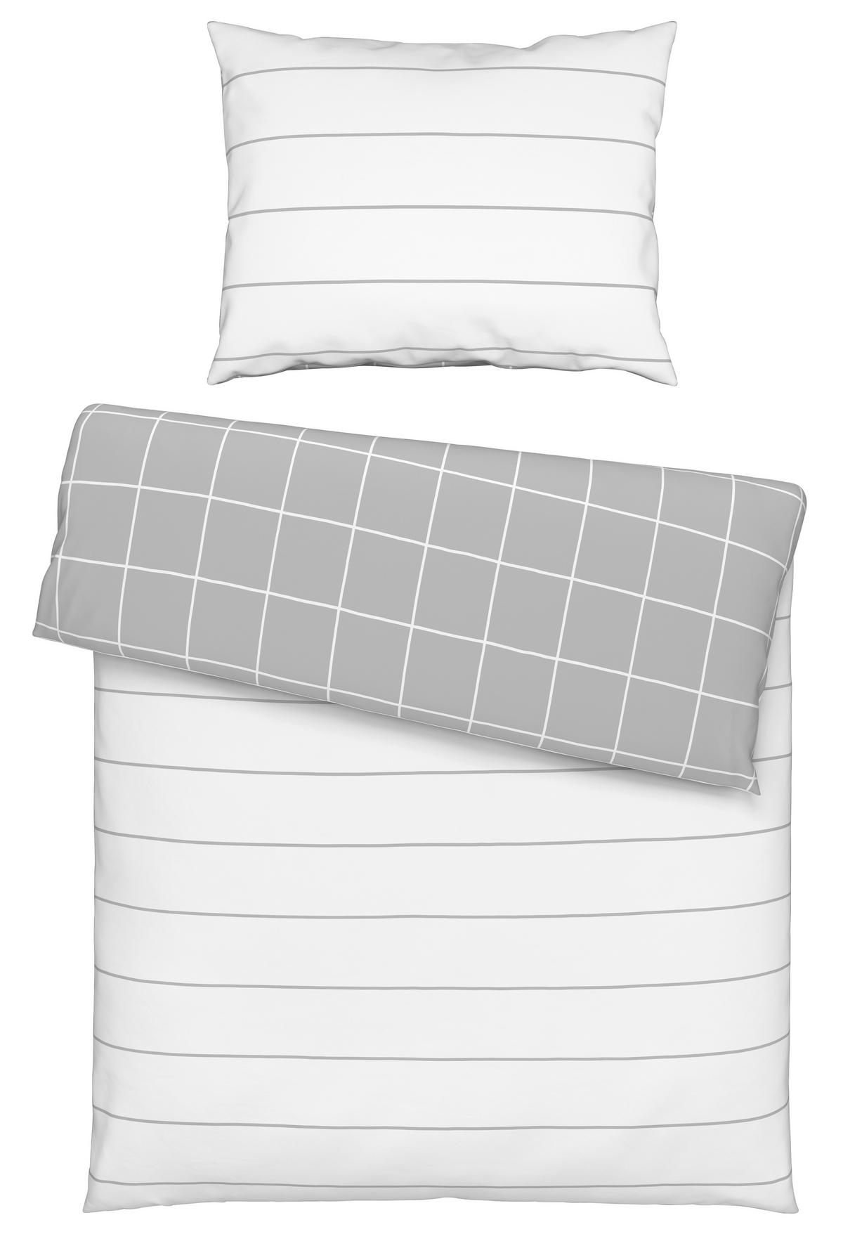 Ágyneműhuzat-garnitúra Kira - fehér/szürke, Modern, textil (140/200cm) - Modern Living