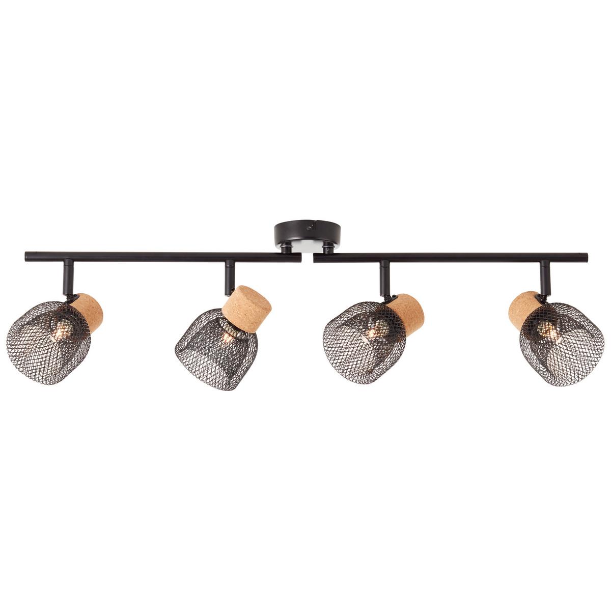 Deckenleuchte Flaka Schwarz max. 6 Watt - Schwarz, Natur, Holz/Metall (16,5/76,5/9cm) - Brilliant