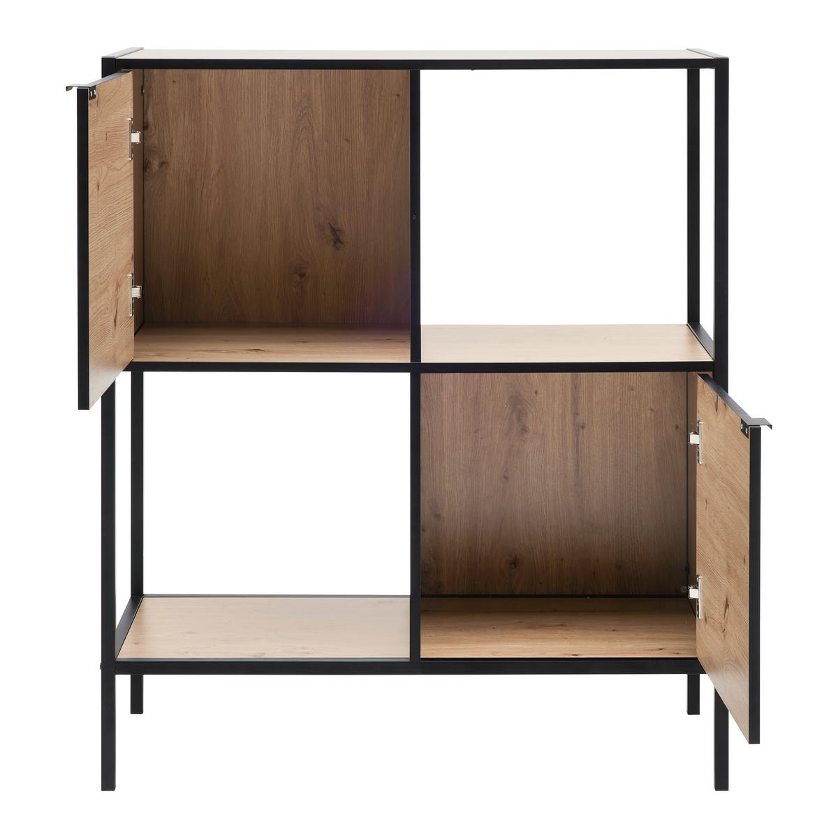 Regal Queens Naturfarben/Schwarz - Schwarz/Naturfarben, Modern, Holzwerkstoff/Metall (90/106/40cm) - Mömax