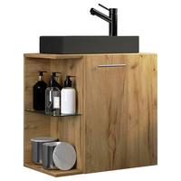 WASCHTISCHKOMBI HAUSA BL - Honigeiche/Silberfarben, Modern, Glas/Keramik (52cm) - MID.YOU