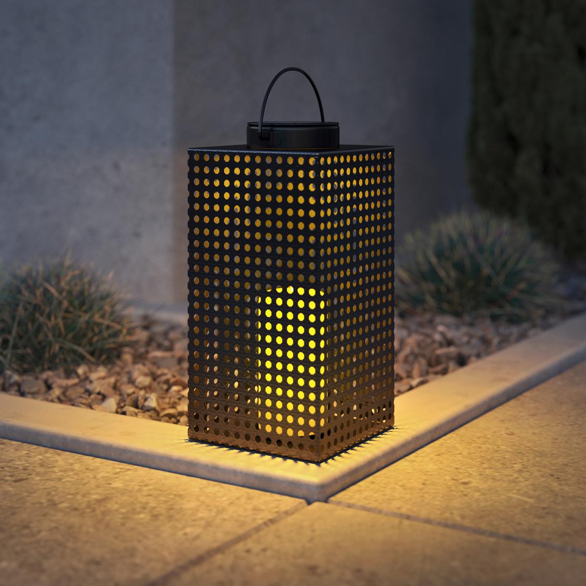 Lampă solară Alain - negru, Modern, plastic/metal (15,5/15,5/29,5-36cm) - Modern Living