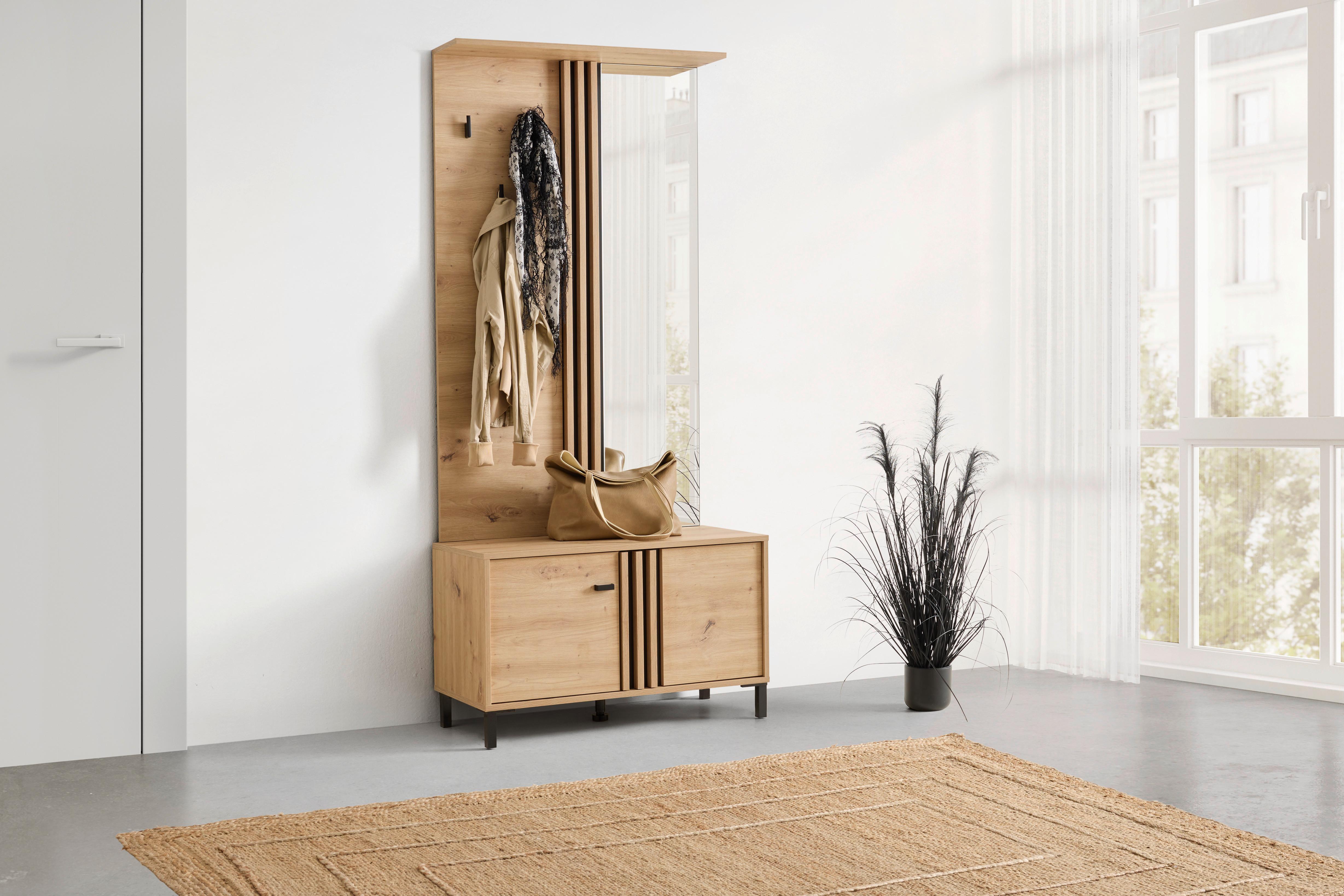 HALLMÖBEL LAVAL - svart/ek Artisan, Modern, trämaterial/glas (87/190/40cm) - Mömax