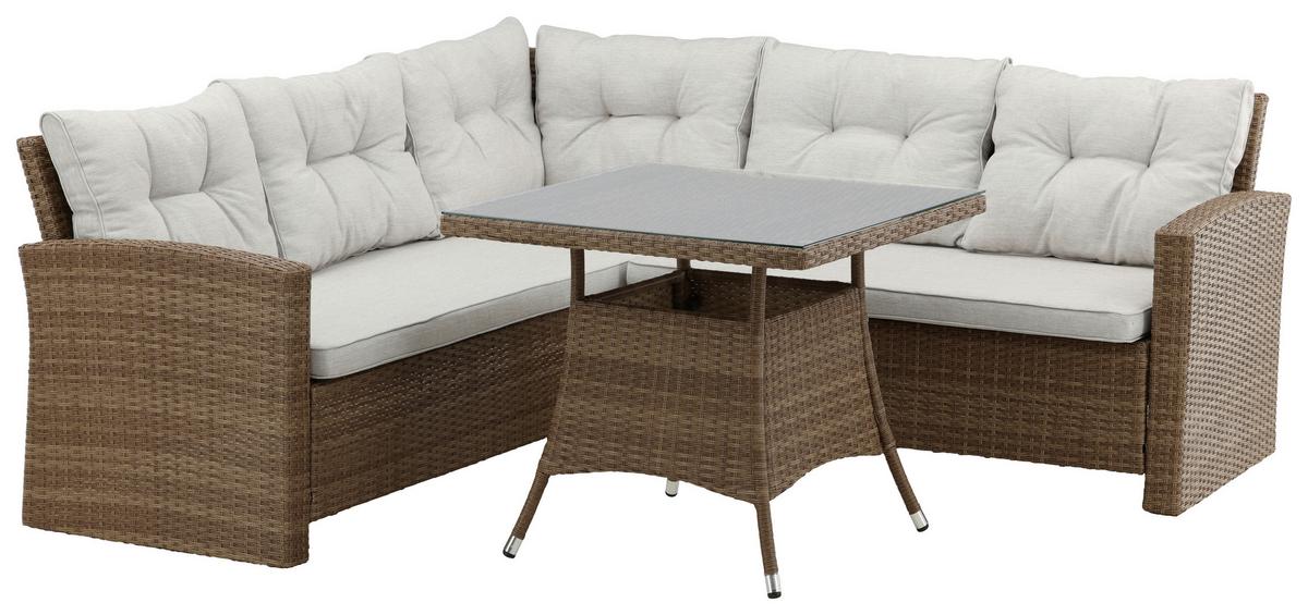 Loungegarnitur Watford Brau/Hellgrau - Braun, KONVENTIONELL, Holz - Gardenson