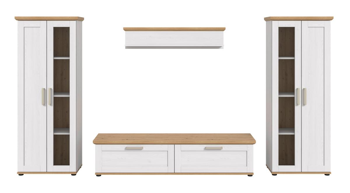 Dnevni Regal Verona, Bela, Barva Macesna, 4-Delni - srebrne barve/barve macesna, Design, umetna masa/leseni material (316/161/40cm) - Livetastic