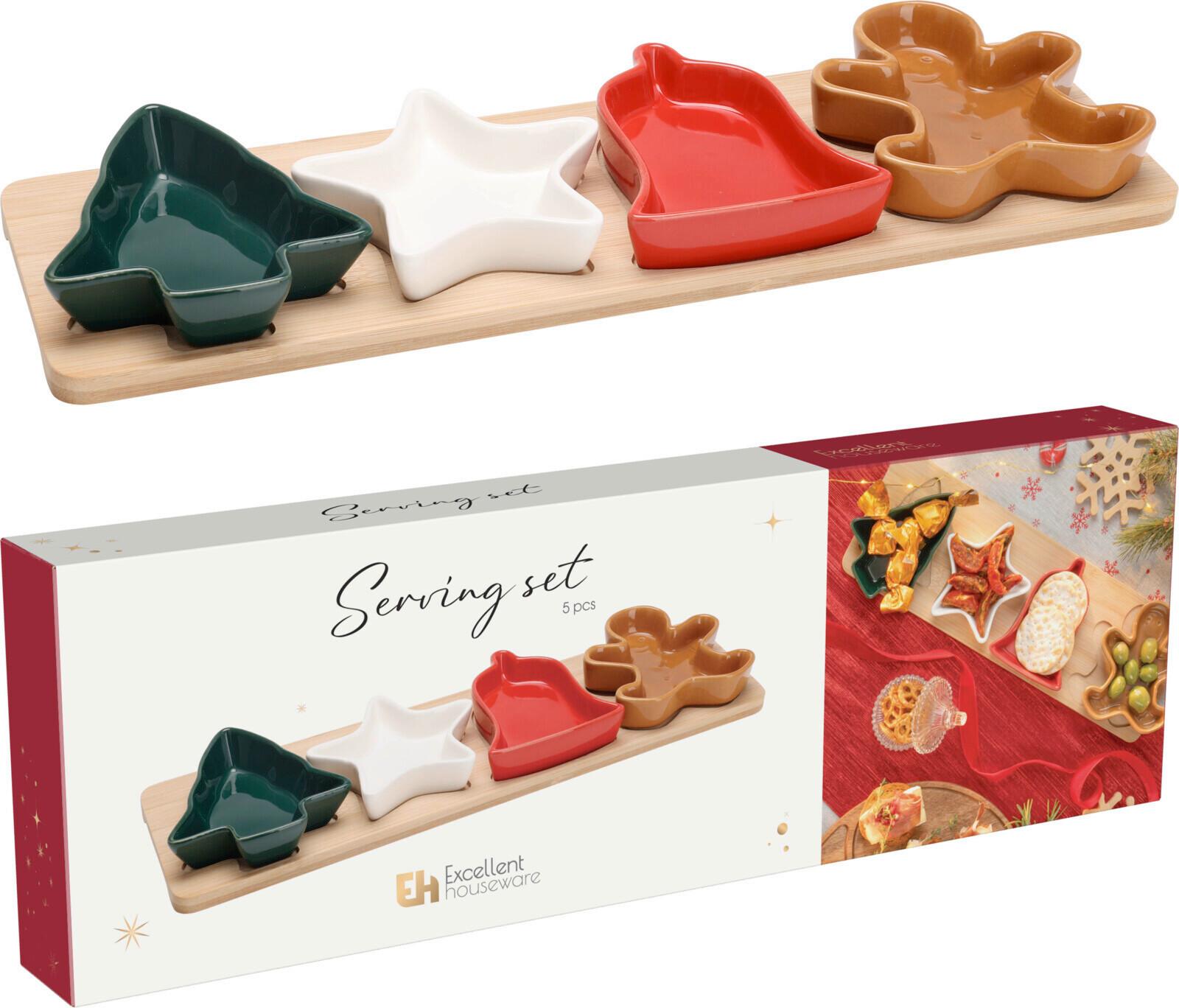 Servierschalenset GALE - Multicolor, Holz/Keramik (39/12/4cm)