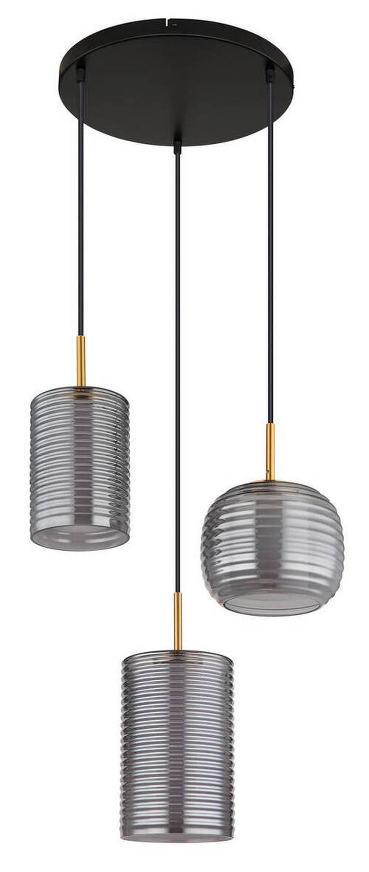 LED-HÄNGELEUCHTE 15740-3 - Messingfarben/Schwarz, Design, Glas/Metall (50/150cm) - Globo