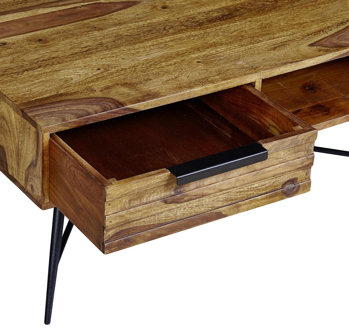 COUCHTISCH NISHAN - Sheeshamfarben/Schwarz, Design, Holz/Metall (87/41/55cm) - MID.YOU