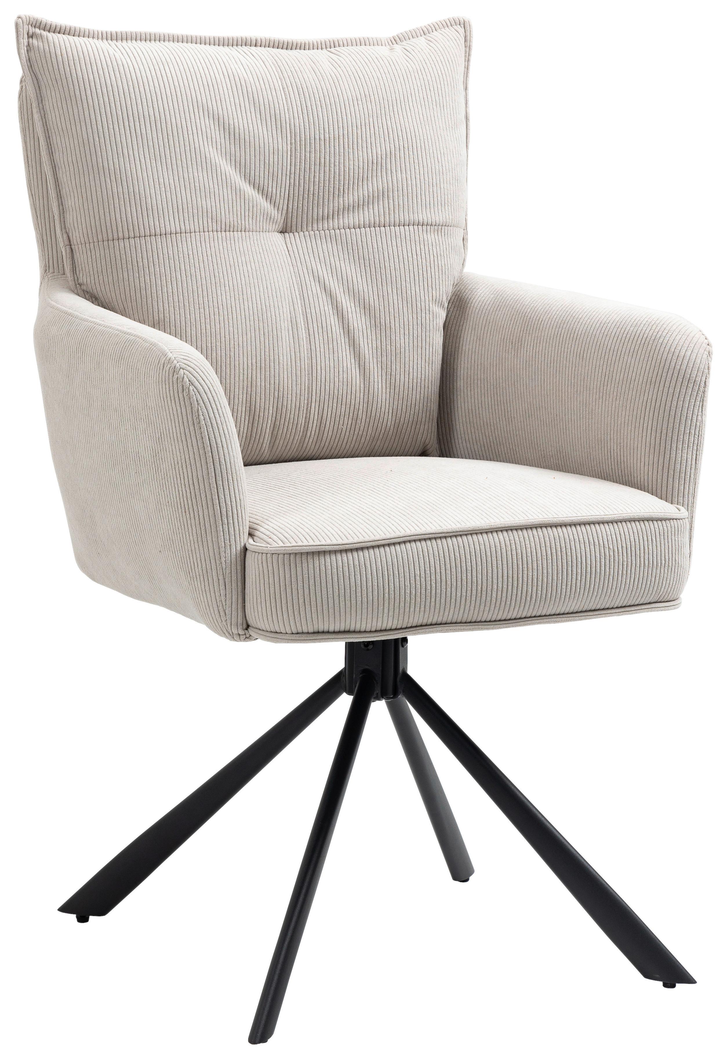 KRZESŁO Z PODŁOKIETNIKAMI POINT - beżowy, Design, metal/tkanina (60/95/67cm) - Novel