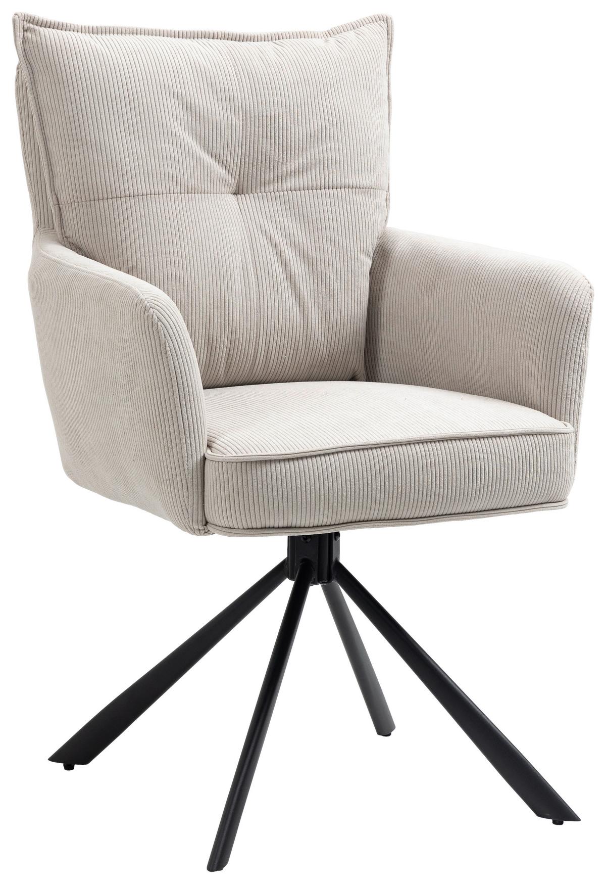 KRZESŁO Z PODŁOKIETNIKAMI POINT - beżowy, Design, metal/tkanina (60/95/67cm) - Novel