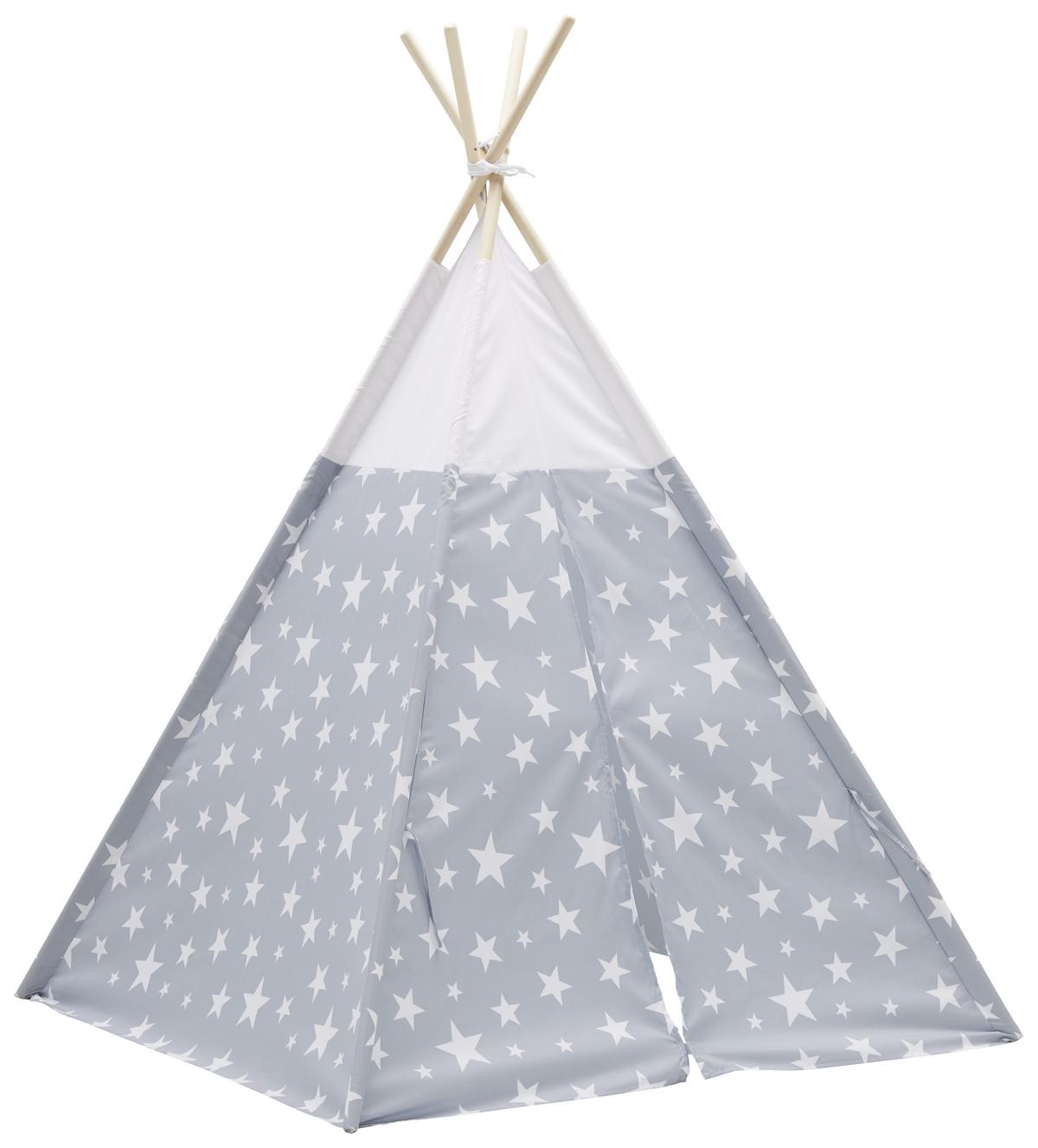 Spielzelt Star in Grau Ø ca. 120cm - Weiß/Grau, Holz/Kunststoff (120/164cm) - Mömax