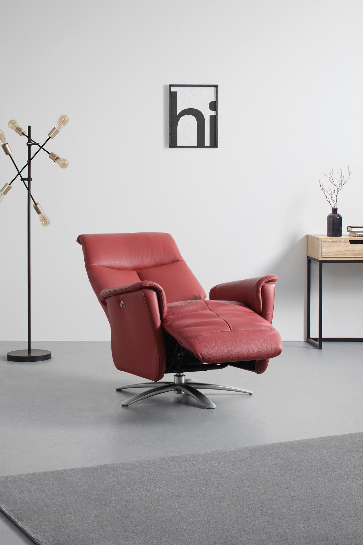 Relaxsessel Tom Leder Rot - Rot, MODERN, Leder/Metall (78/113/85cm) - Premium Living