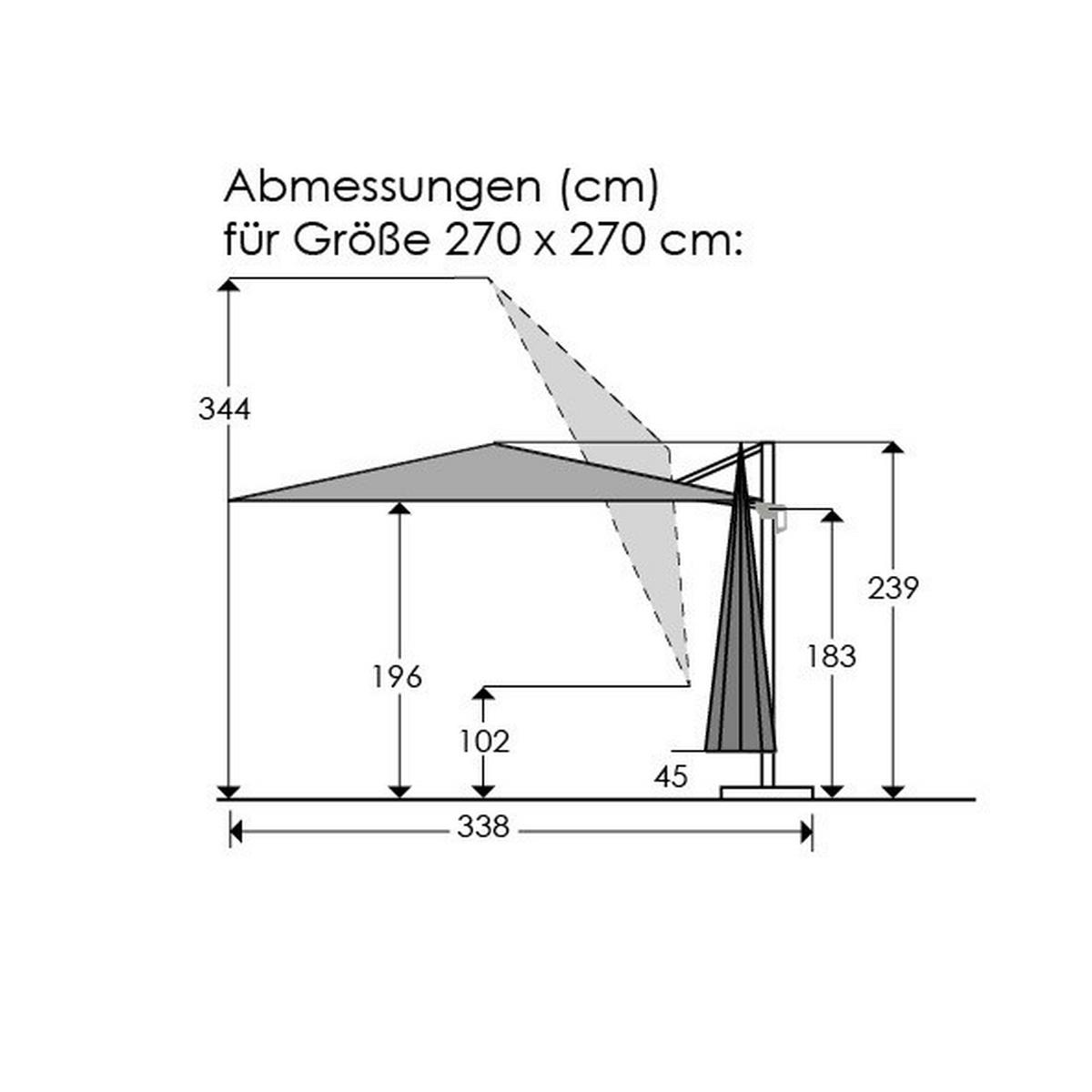 Ampelschirm Rhodos Junior ca.338x239x270cm Grün - Anthrazit/Grün, Basics, Textil/Metall (338/239/270cm) - Schneider