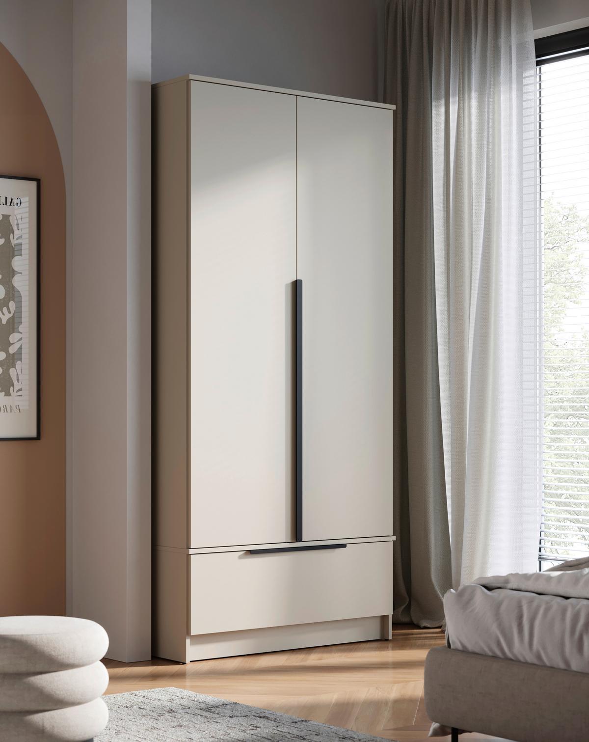 Omara Za Oblačila Spirit, Bež, Kašmir - kašmir/črna, Konvencionalno, kovina/leseni material (90,2/192,9/51cm) - P & B