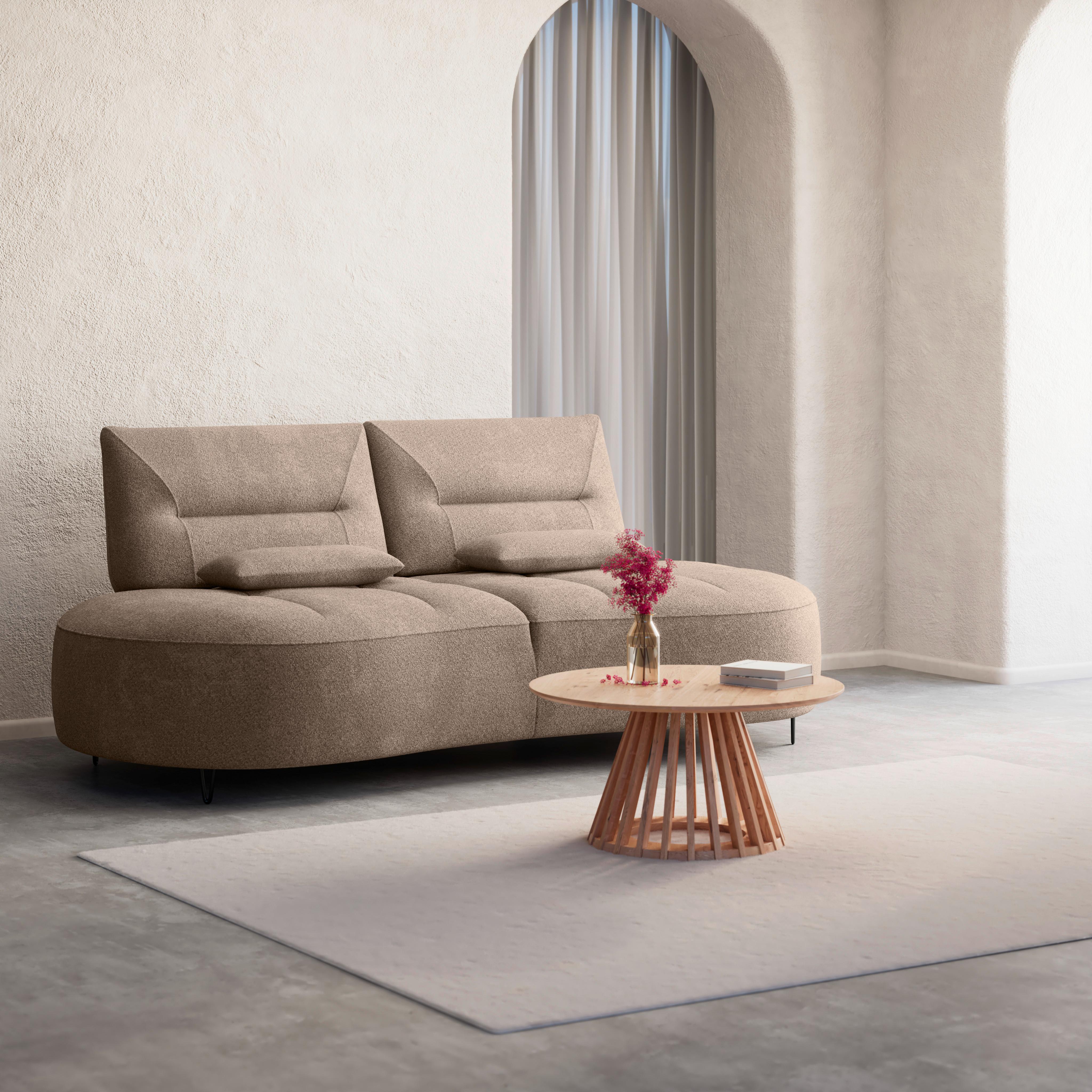 Sofa Benny Bouclé Braun - Schwarz/Braun, MODERN, Holz/Textil (224/85/114cm) - Bessagi Home