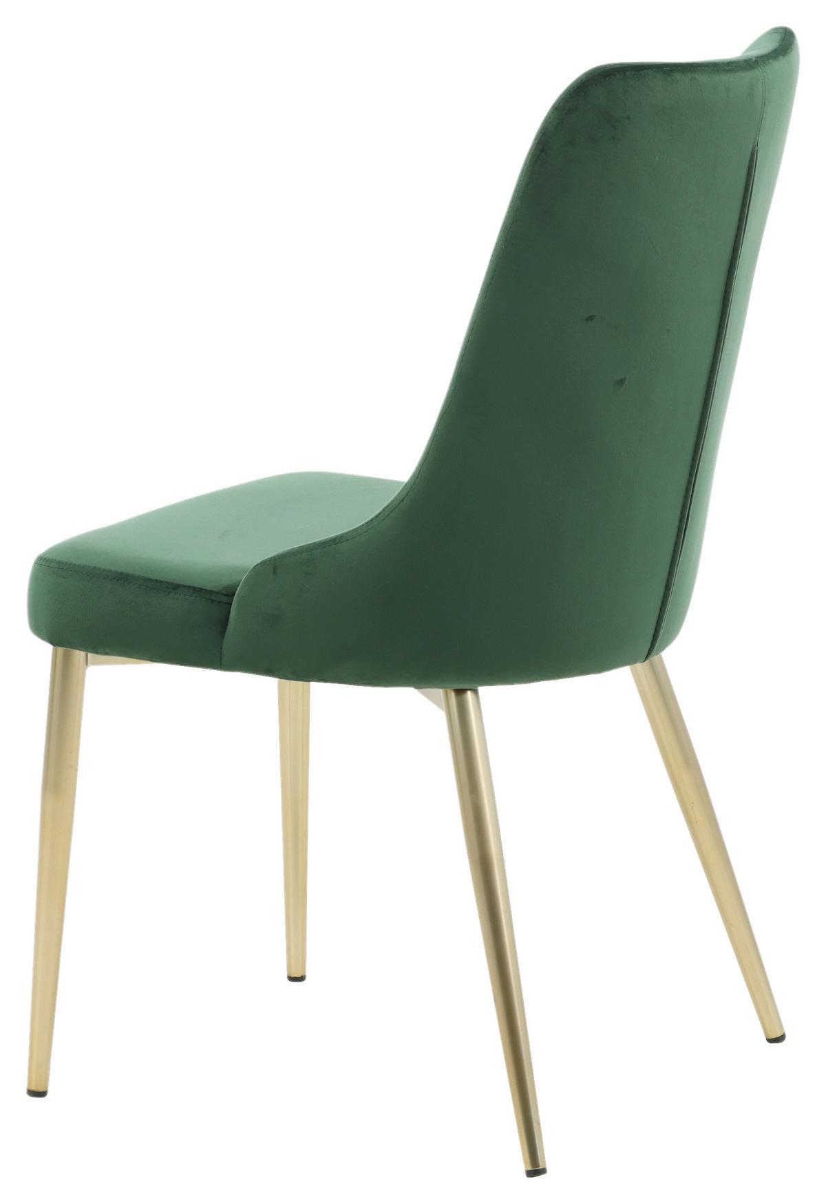STUHL-SET VELVET DELUXE - Goldfarben/Grün, Design, Kunststoff/Textil (50/88.5/66cm) - Livetastic