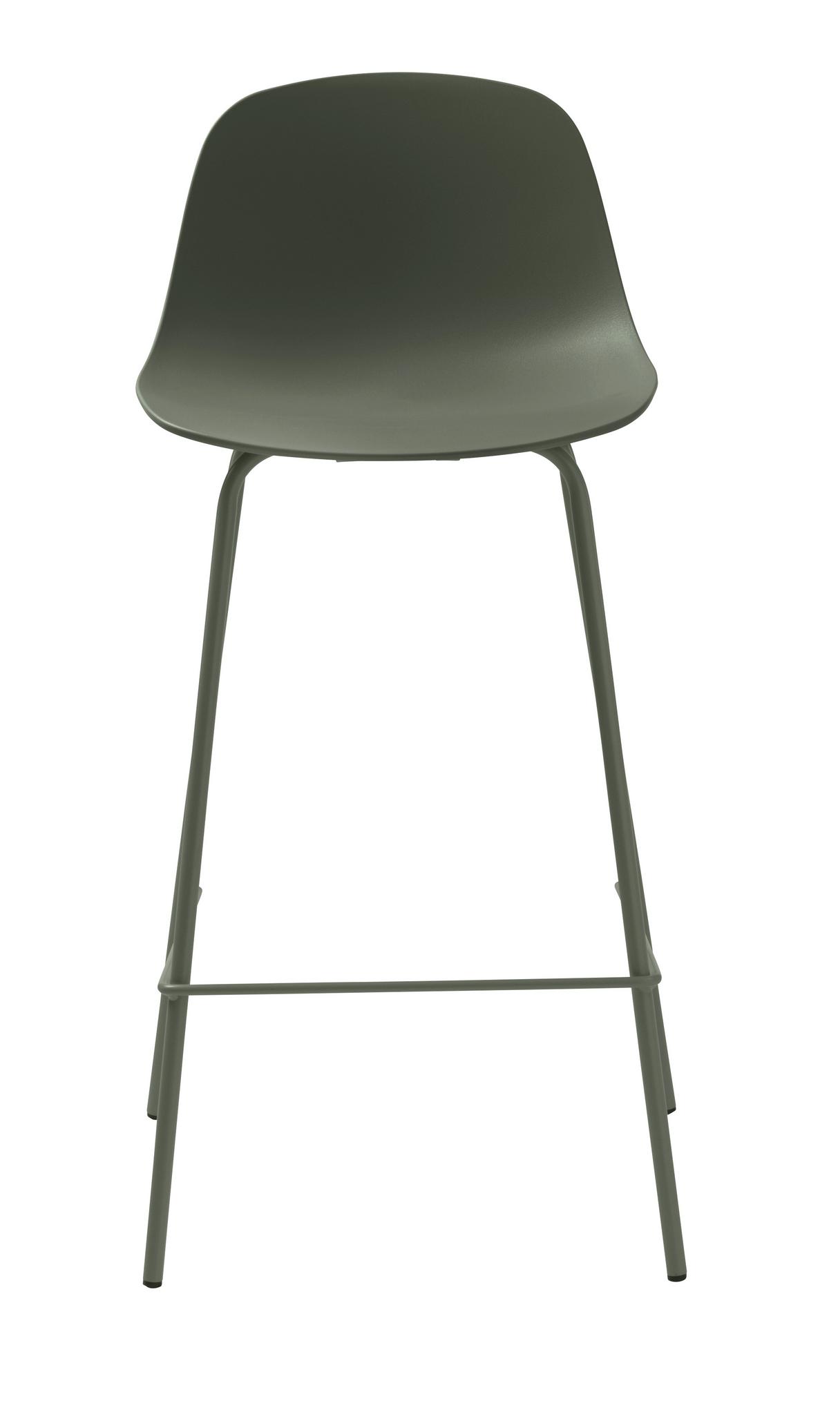 STOŁEK BAROWY WHTBIY - oliwkowa zieleń, Design, tworzywo sztuczne/metal (41/93/48cm) - Boxxx