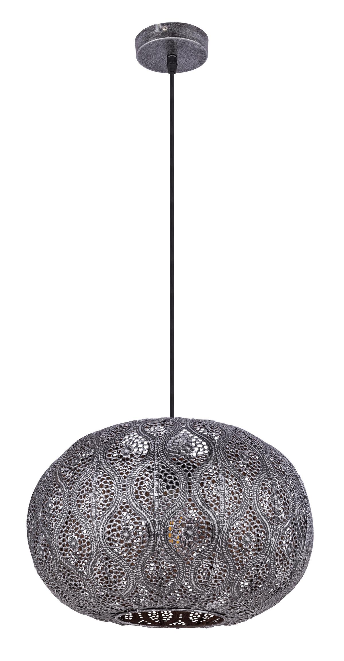 Hängeleuchte Solera Schwarz/Silberfarben max. 60 W - Silberfarben/Schwarz, Trend, Kunststoff/Metall (30/120cm) - Globo