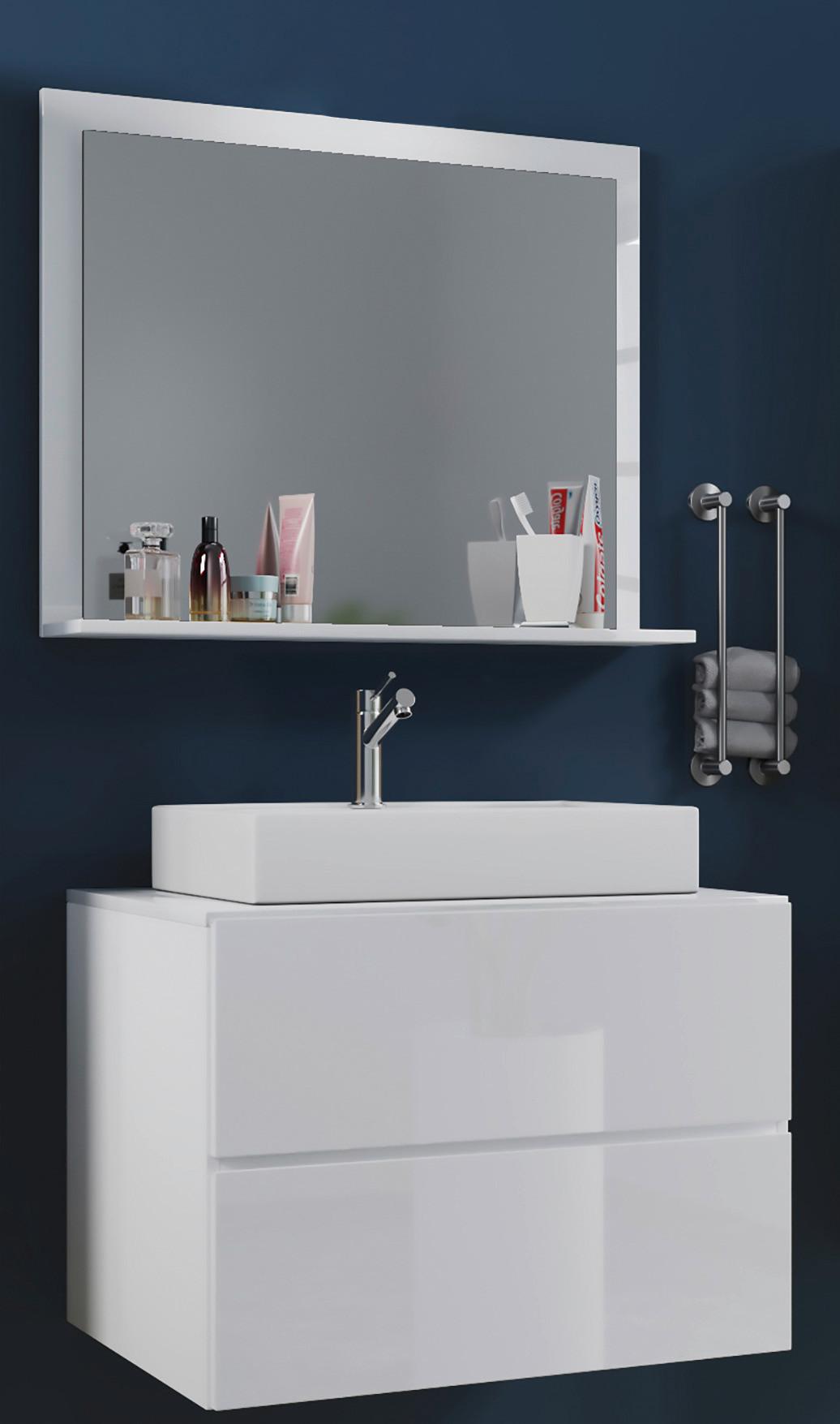 Badezimmer Lendas 3-tlg. ca. 80 cm Weiß - Weiß, MODERN, Glas/Keramik (80cm) - MID.YOU