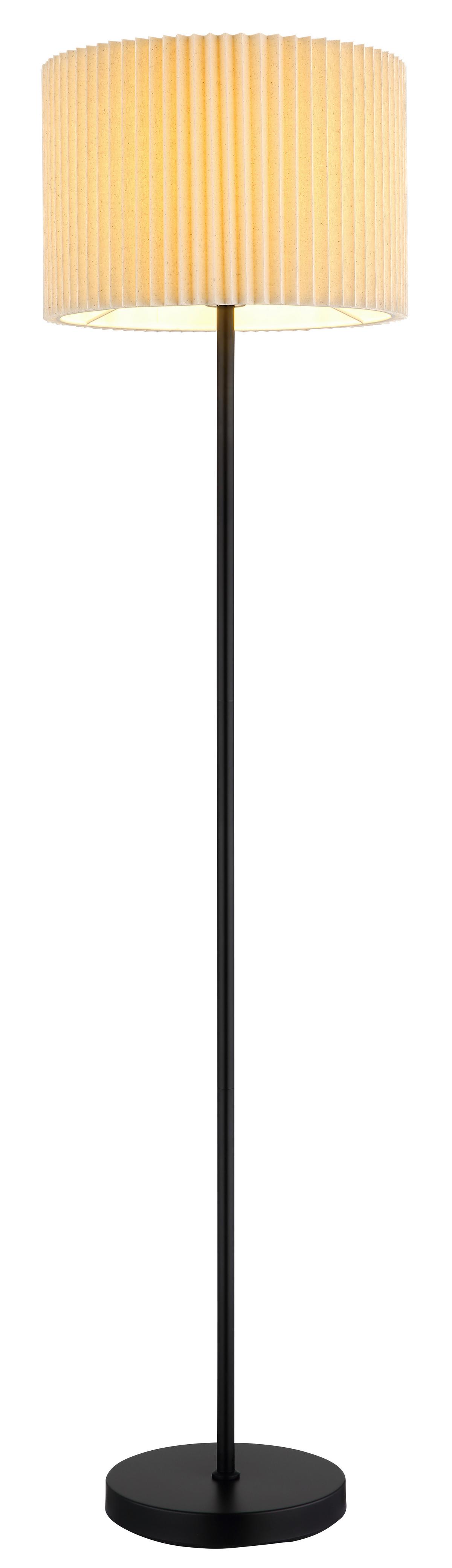 STEHLEUCHTE 15757S PAGE - Schwarz/Naturfarben, Konventionell, Textil/Metall (38/152cm) - Globo