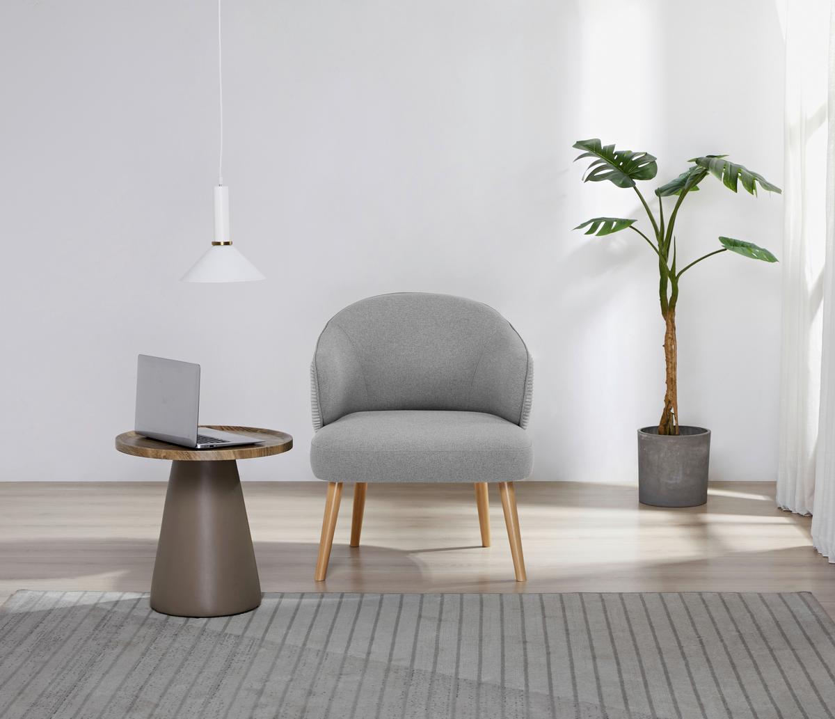 Fotelja Como - prirodne boje/svijetlo siva, Moderno, drvo/tekstil (70/81/69cm) - Mömax