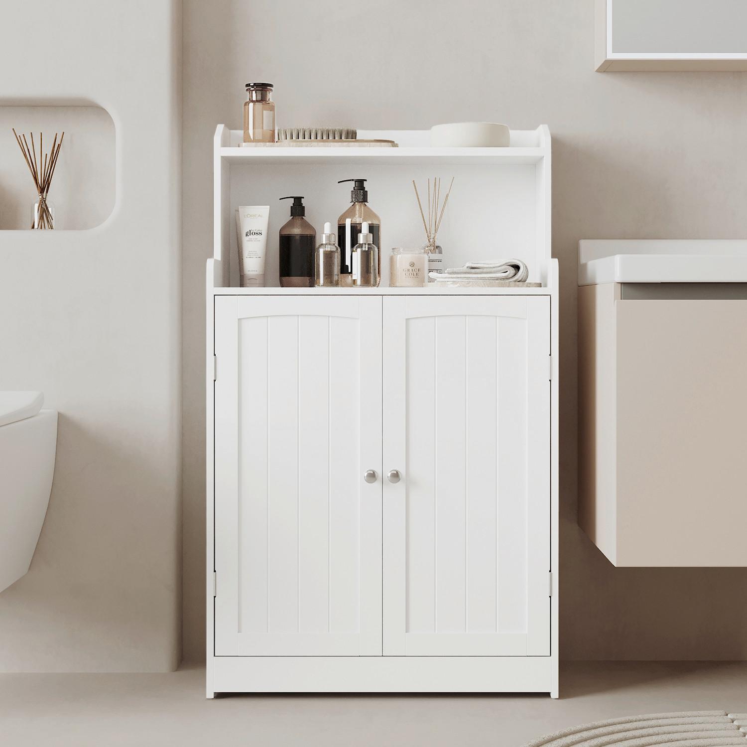 MIDISCHRANK BATHROOM CABINET - Silberfarben/Weiß, MODERN, Holzwerkstoff/Metall (60/100/30cm) - MID.YOU