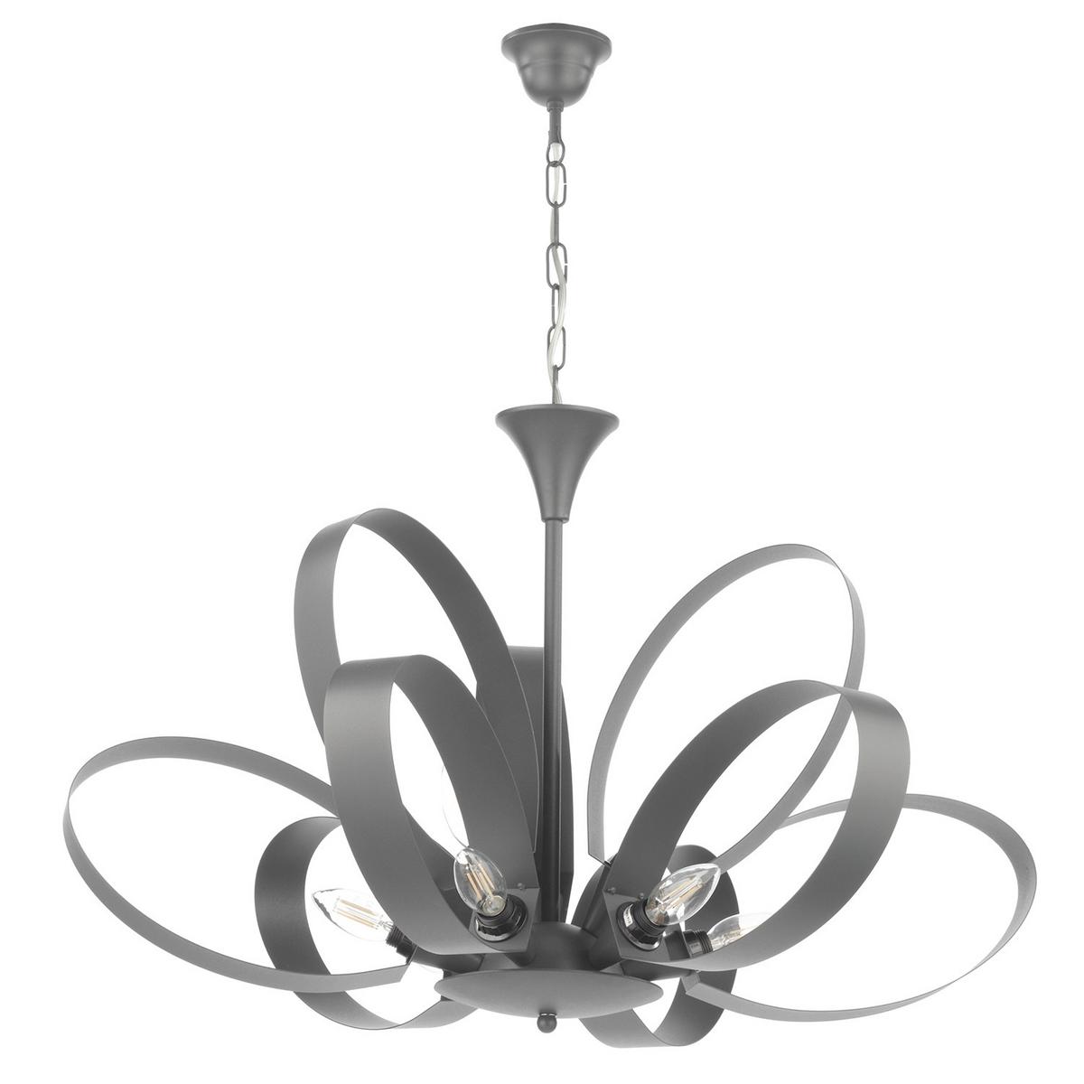 Kronleuchter Serena Grau max. 6 Watt - Grau, Design, Metall (75/115cm)