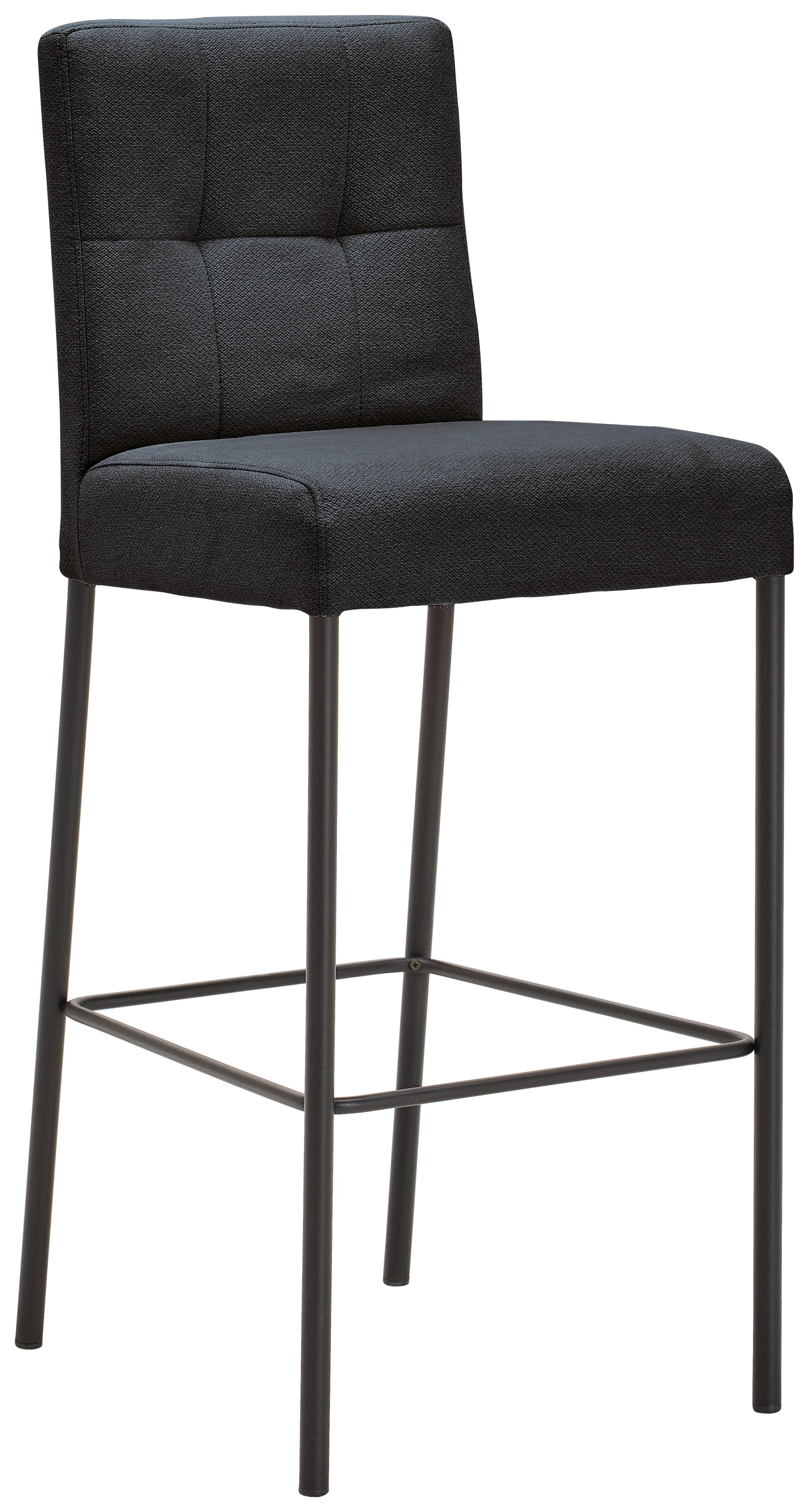 STOŁEK BAROWY NANDIA - czarny/szary, Design, metal/tkanina (42/102/50cm) - home24