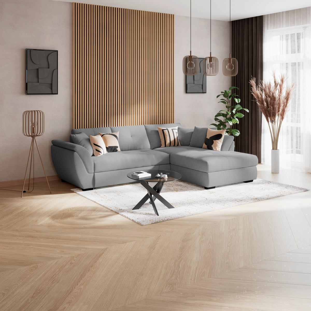 Kutna Garnitura Berisso - tamno siva/crna, Konvencionalno, tekstil (278/187cm) - Ondega